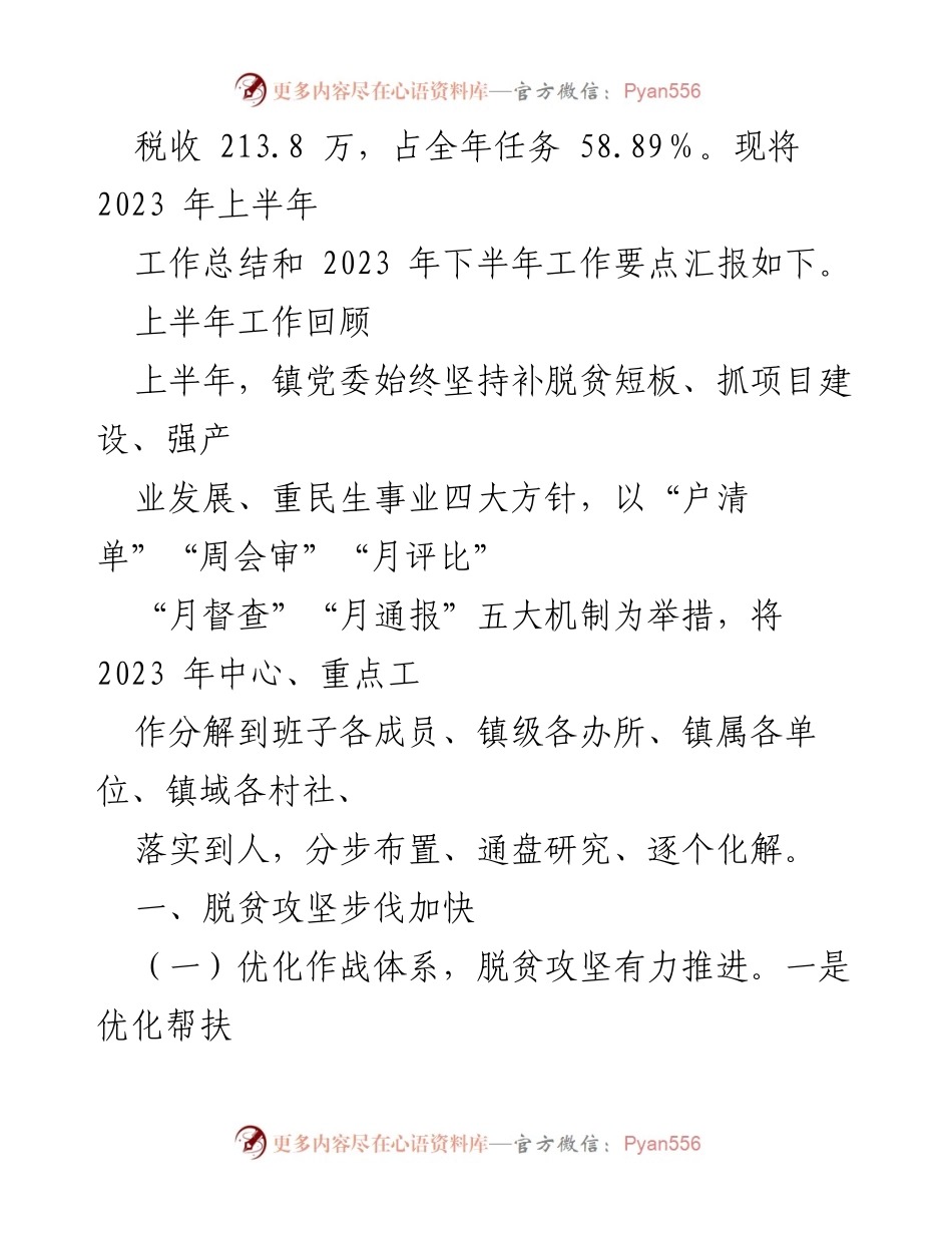 [工作总结] 镇党委 - 2023年上半年工作总结与下半年工作要点报告_1.docx_第2页