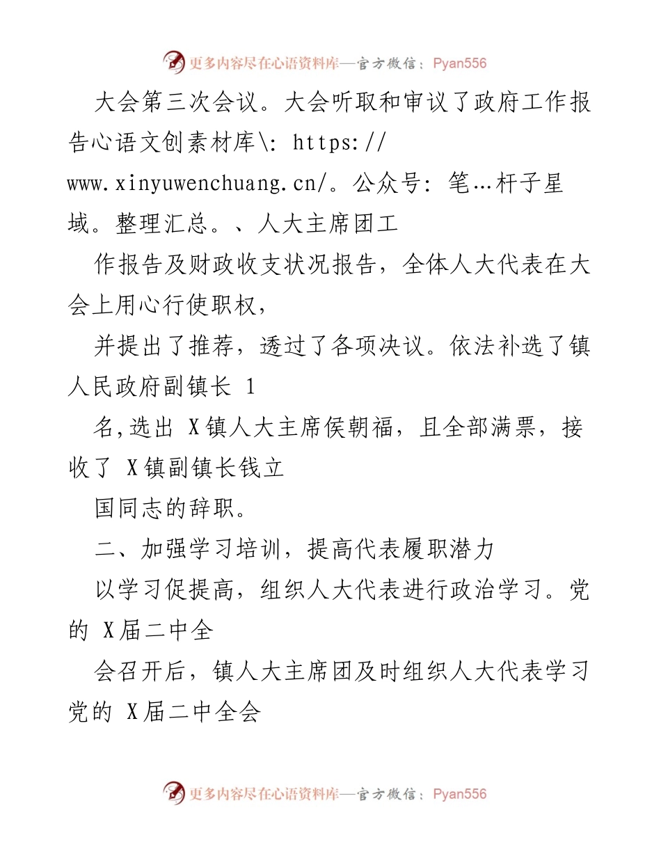 [工作总结] 镇人大工作 - X镇人大工作年度总结报告.docx_第2页