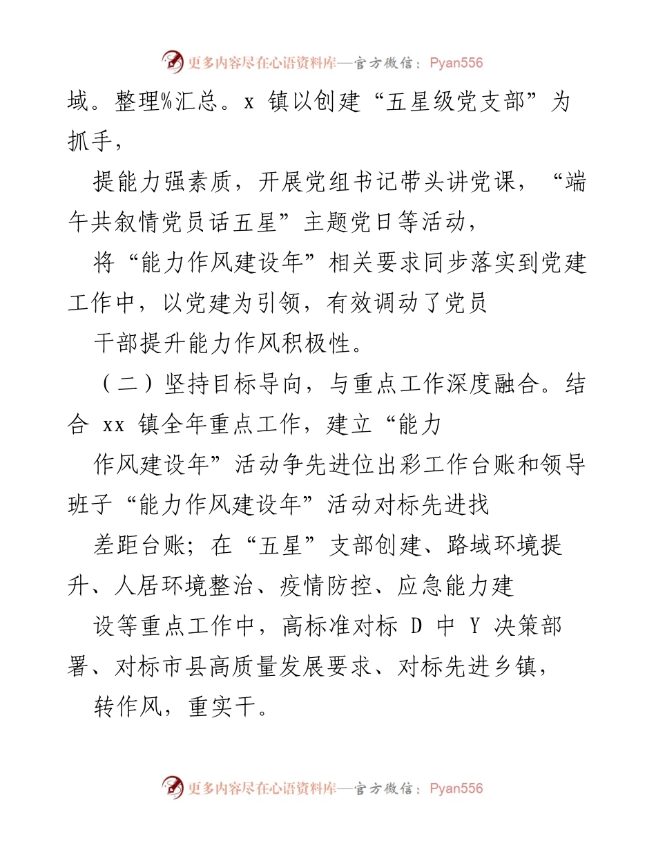 [工作总结] 镇级能力作风建设活动 - xx镇“能力作风建设年”活动工作情况汇报.docx_第2页
