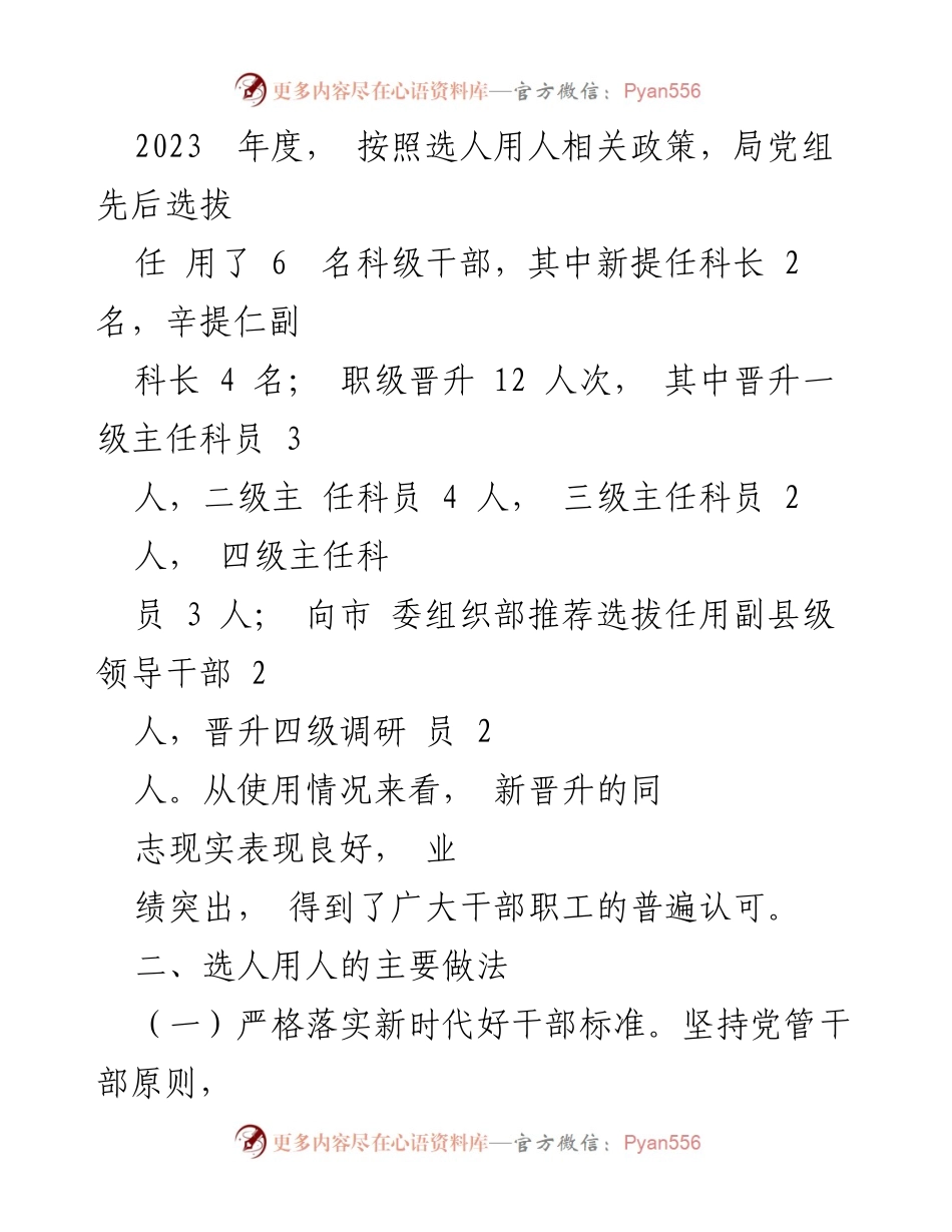 [工作总结] 选人用人工作 - 2023年度选人用人工作情况报告.docx_第2页