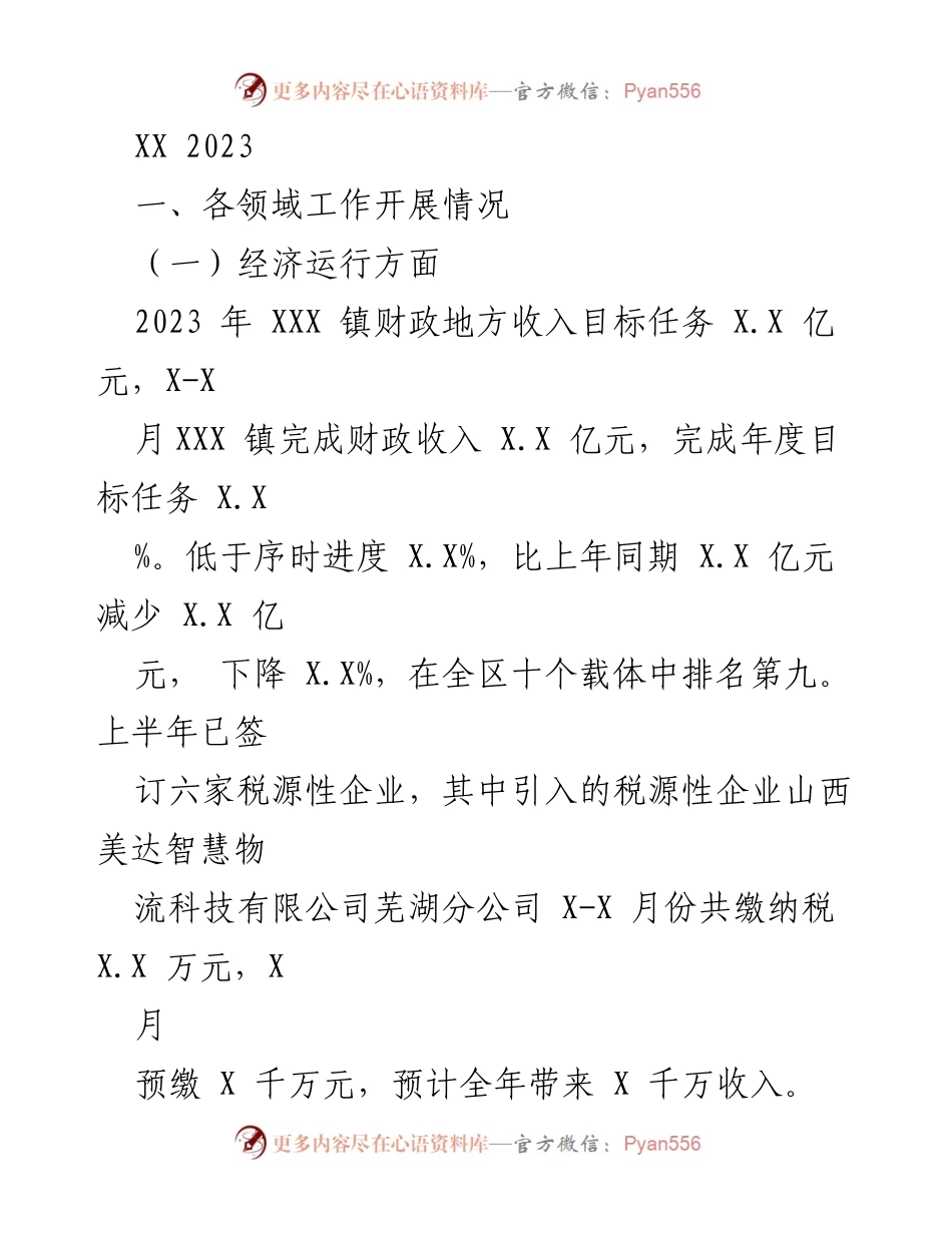 [工作总结] 经济与建设 - 2023年XXX镇经济运行与建设工作总结报告.docx_第1页