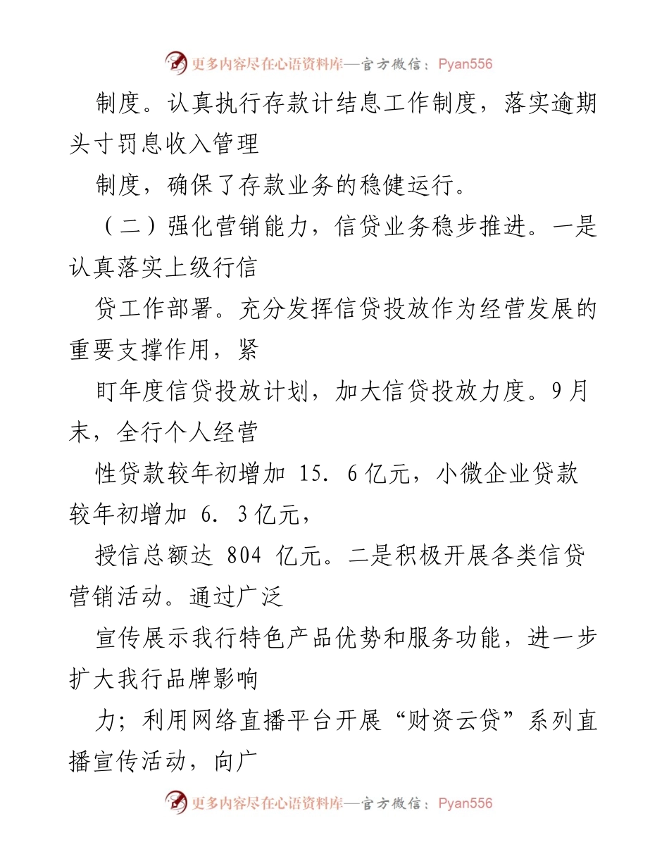 [工作总结] 银行2024年第三季度 - 存款与信贷业务稳步增长总结.docx_第2页