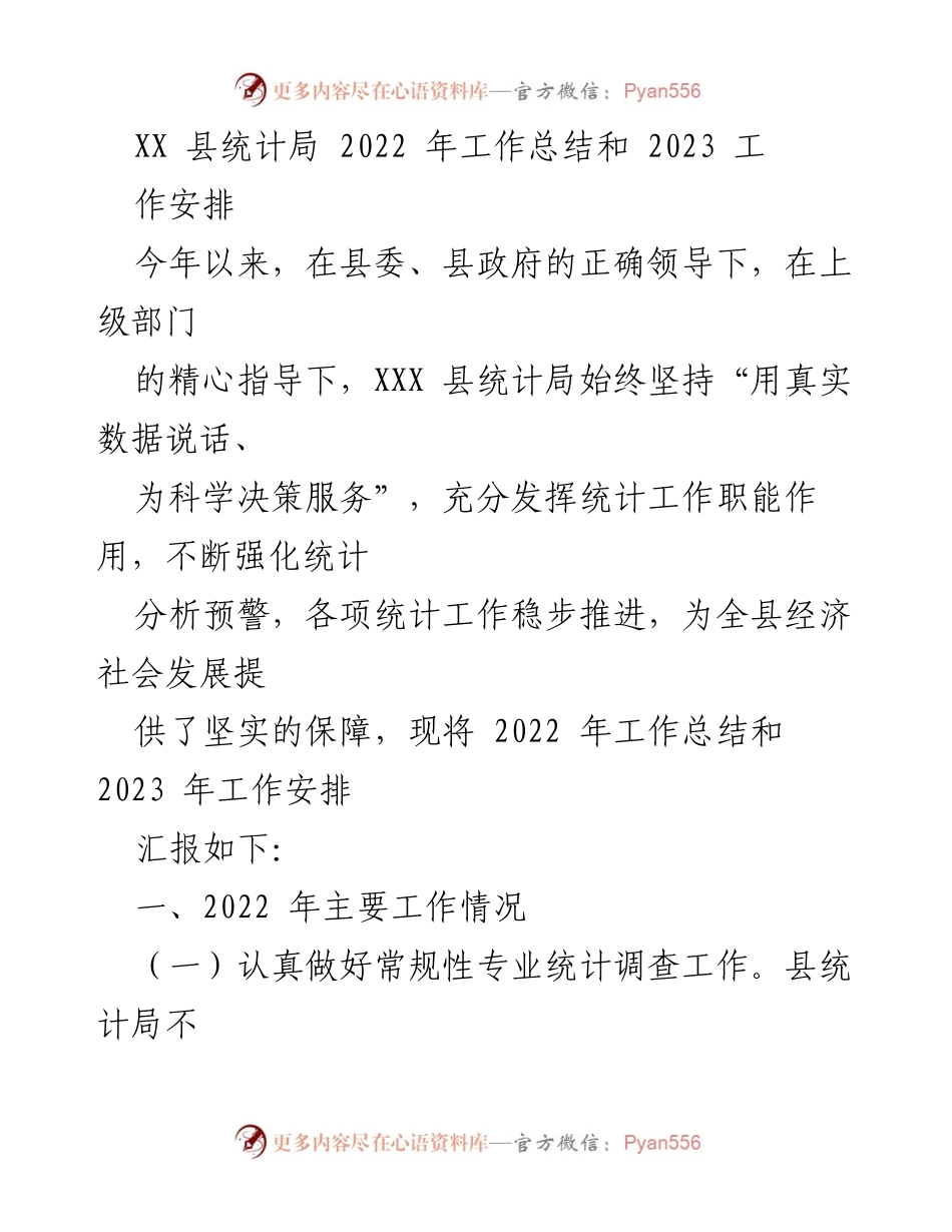 [工作总结] 统计局 - 2022年工作总结与2023年工作安排.docx_第1页