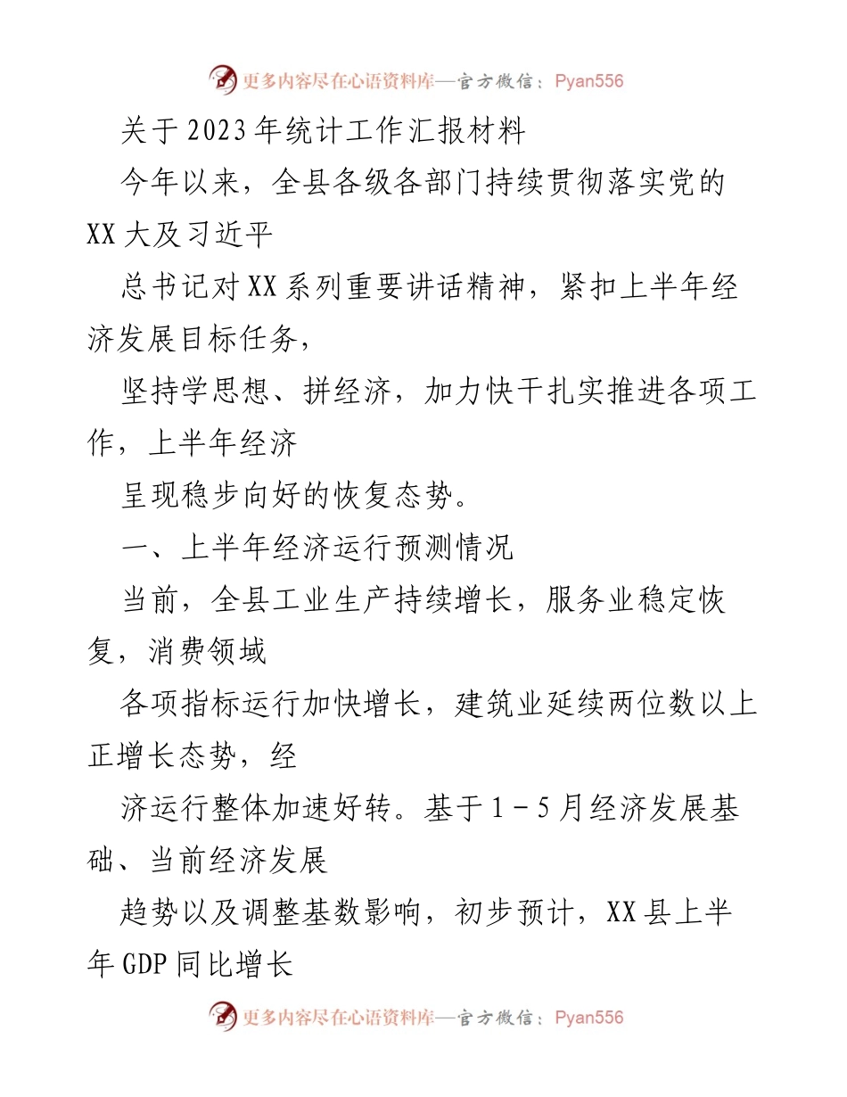 [工作总结] 统计工作会议 - 2023年上半年经济运行及统计工作汇报.docx_第1页