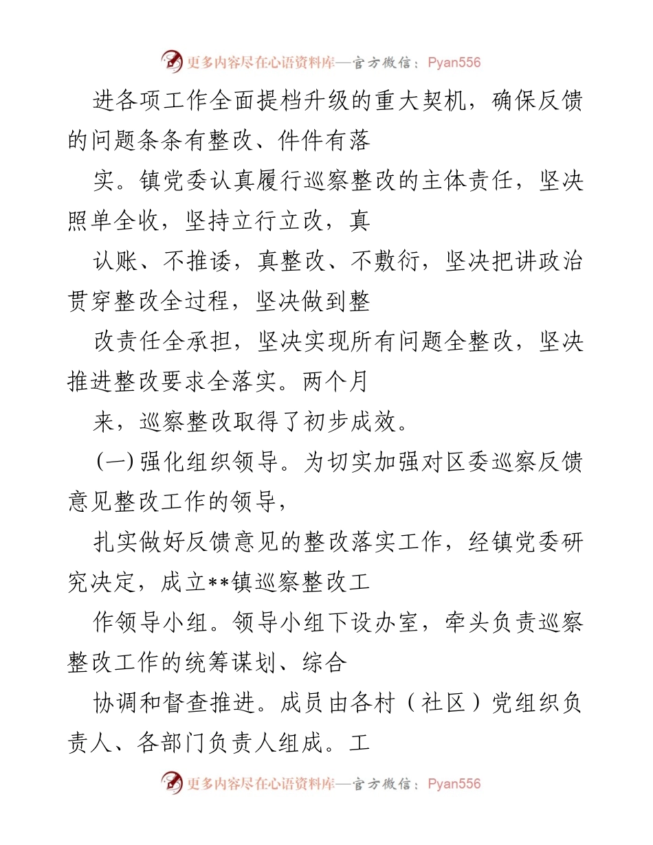 [工作总结] 镇党委 - 巡察整改落实情况通报.docx_第2页