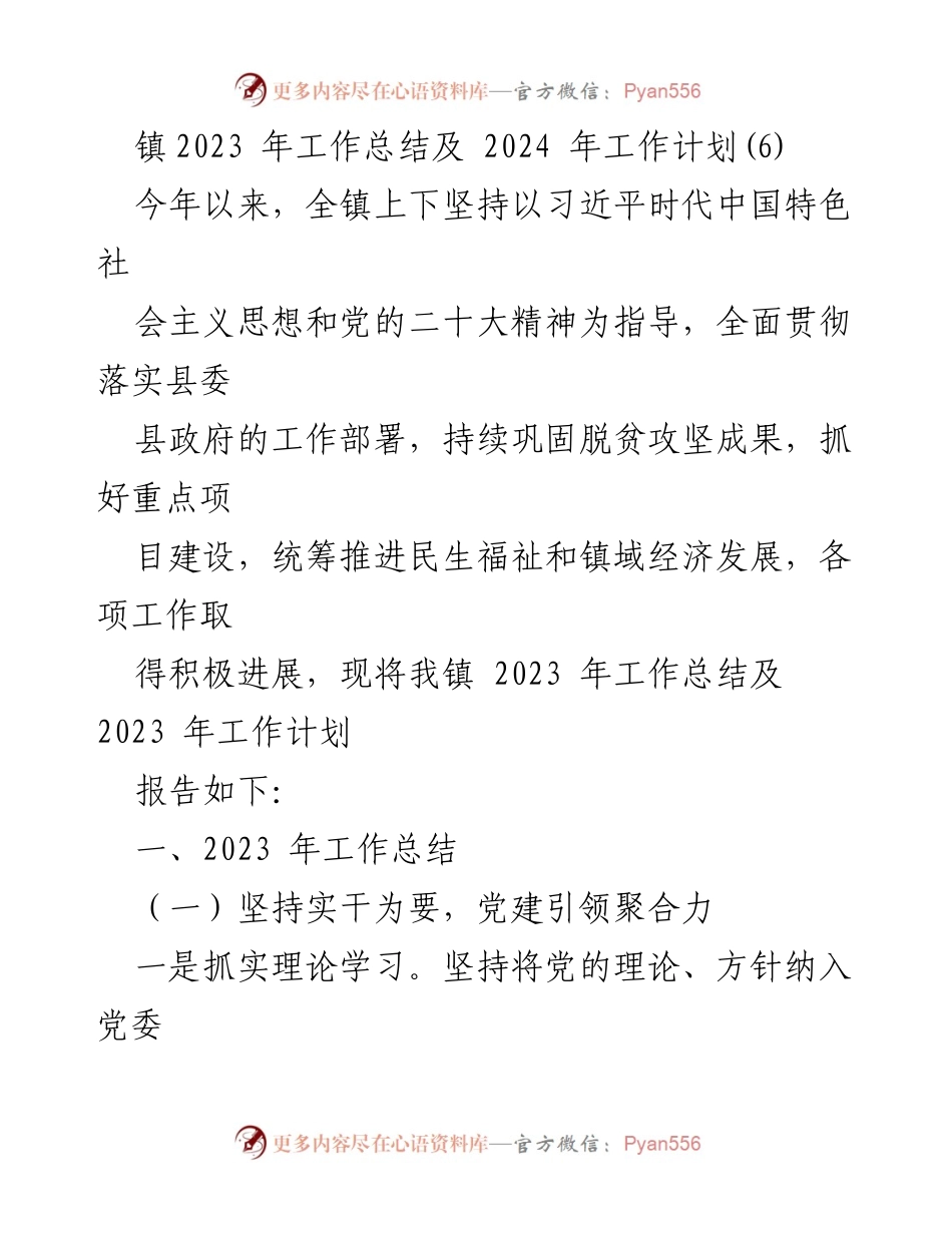 [工作总结] 镇年度工作会议 - 2023年工作总结与2024年工作计划报告.docx_第1页