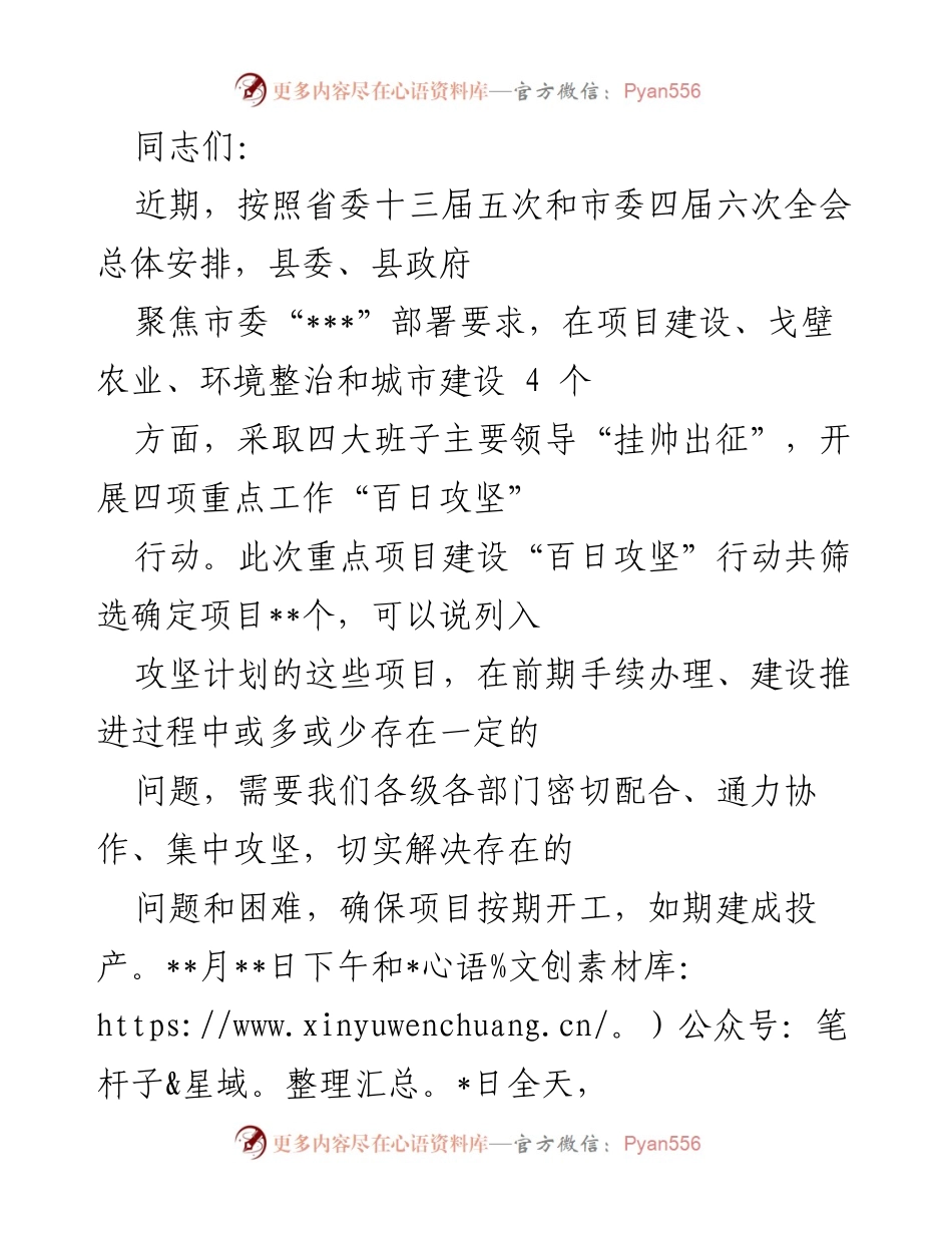 [工作总结] 项目建设督查 - 百日攻坚行动重点项目建设工作总结.docx_第1页