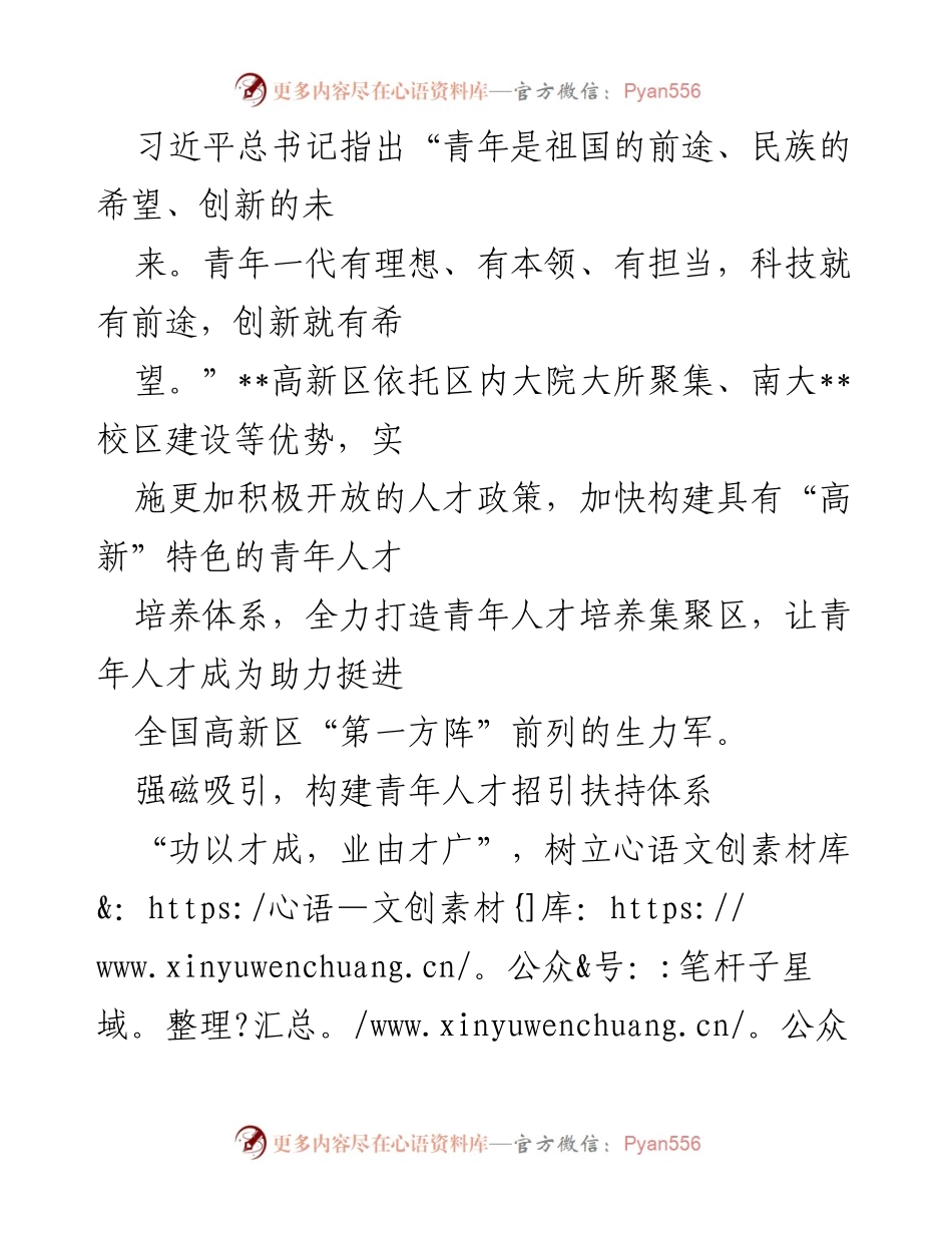 [工作总结] 青年人才发展 - 高新区青年人才培养体系建设与发展总结.docx_第1页
