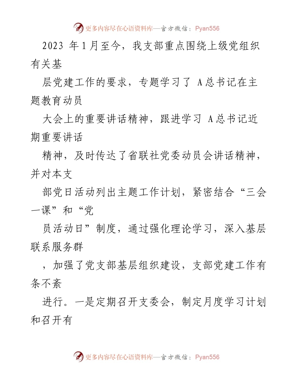 [工作总结] 银行党支部 - 2023年银行党支部书记工作总结报告.docx_第2页