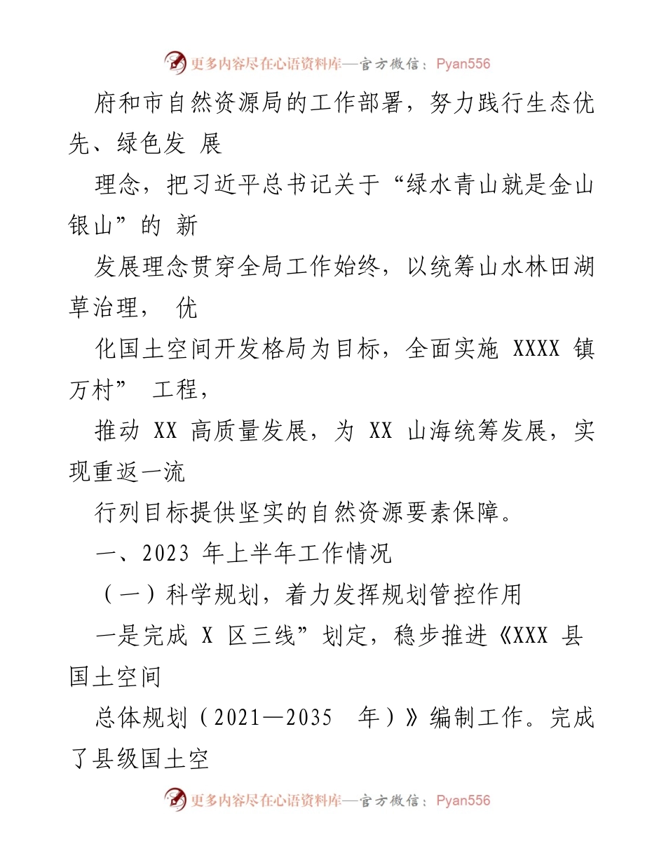 [工作总结] 自然资源局 - 2023年上半年自然资源局工作总结与规划进展报告.docx_第2页