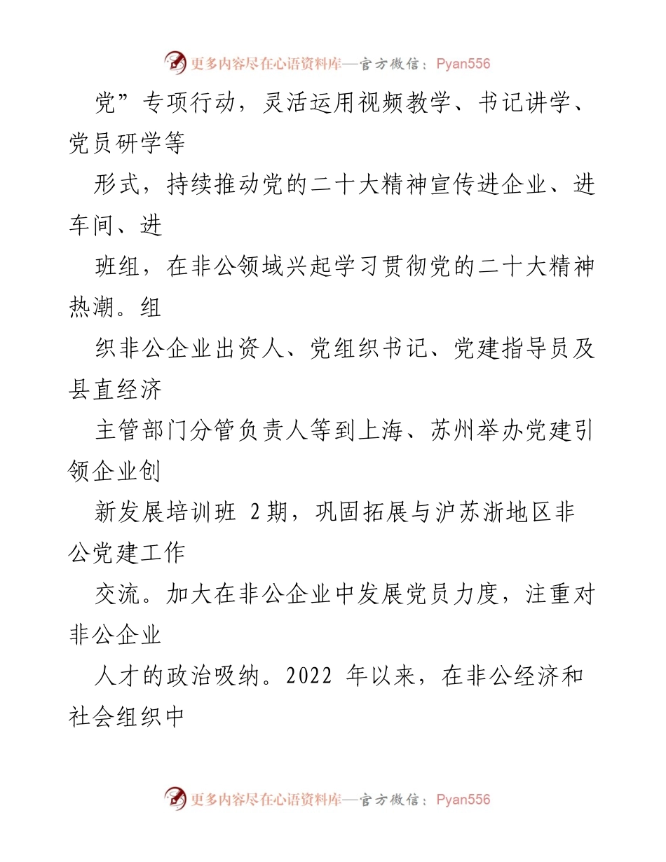 [工作总结] 非公党建工作情况汇报 - 强化非公党建，推动行业发展共赢.docx_第2页