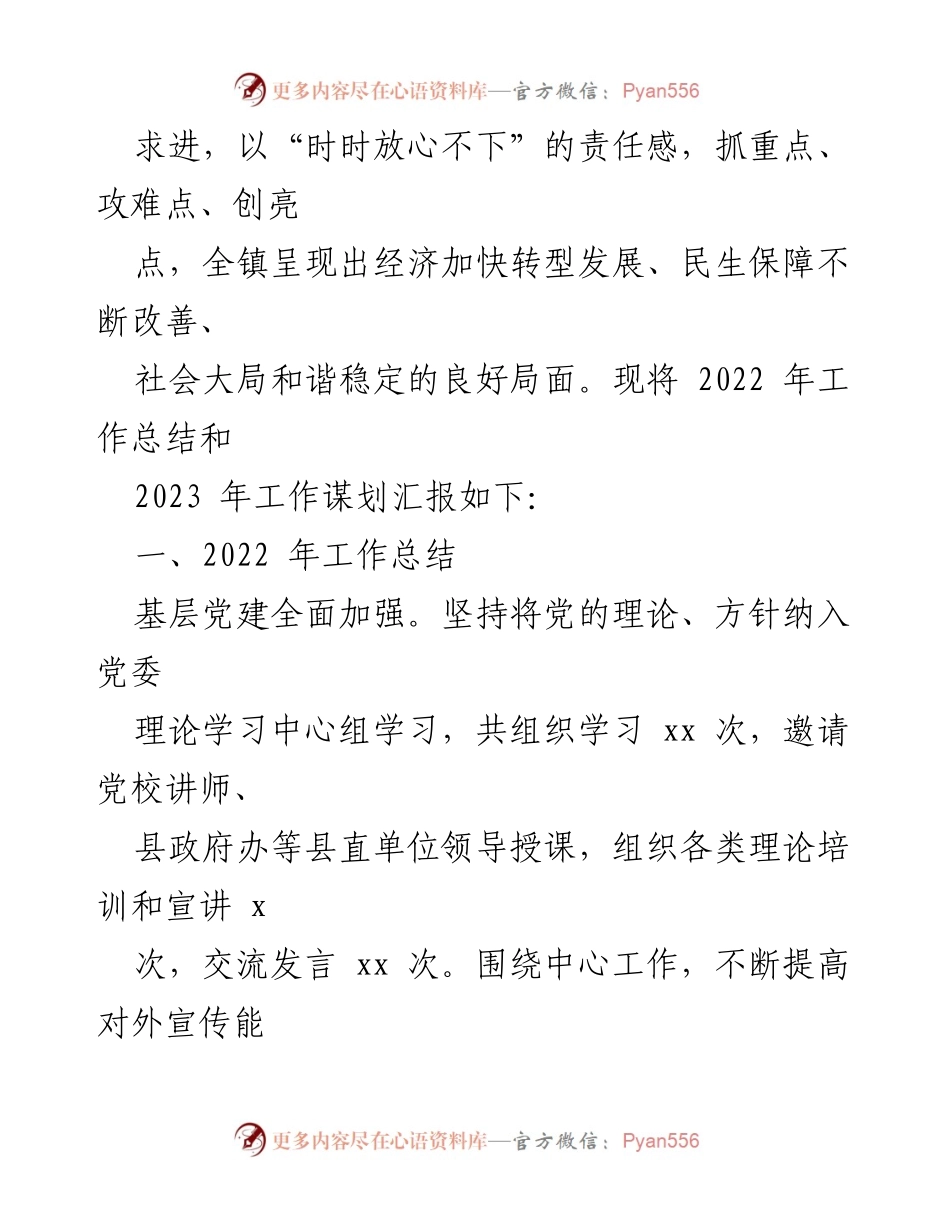 [工作总结] 镇乡 - 2022年工作总结与2023年工作谋划汇报.docx_第2页