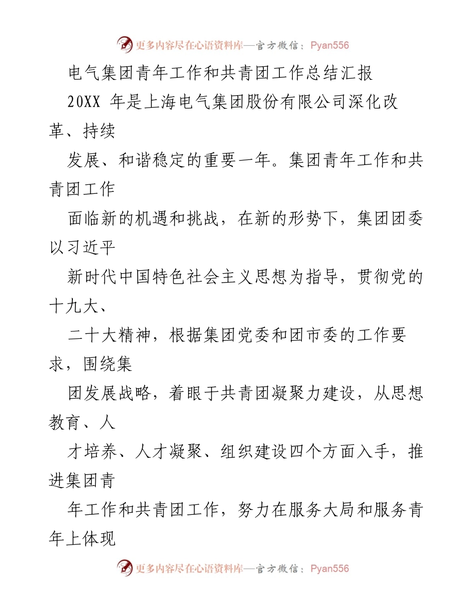 [工作总结] 青年工作总结 - 上海电气集团青年工作与共青团工作总结汇报.docx_第1页