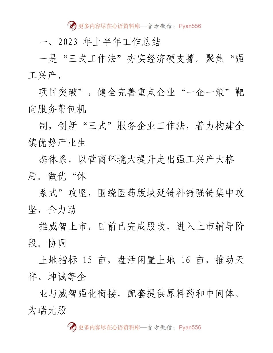 [工作总结] 镇人民政府 - 2023年上半年工作总结与下半年工作计划.docx_第2页