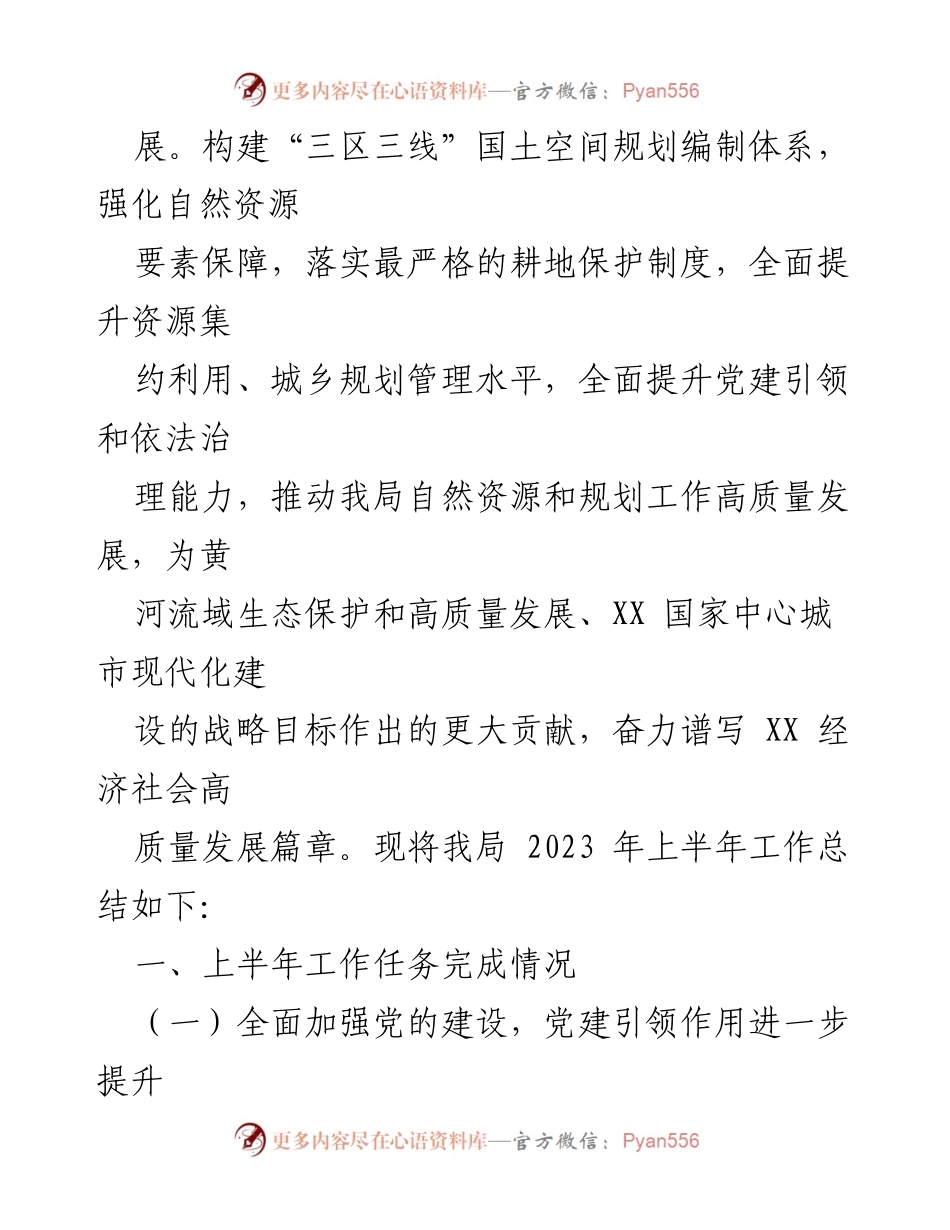 [工作总结] 自然资源和规划局 - 2023年上半年工作总结与下半年规划.docx_第2页