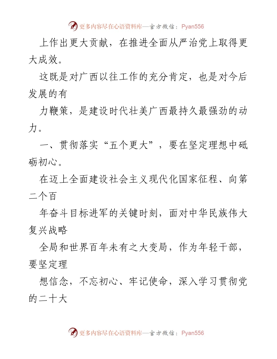 [工作总结] 贯彻落实党的二十大精神 - 坚定理想信念，建设时代壮美广西.docx_第2页