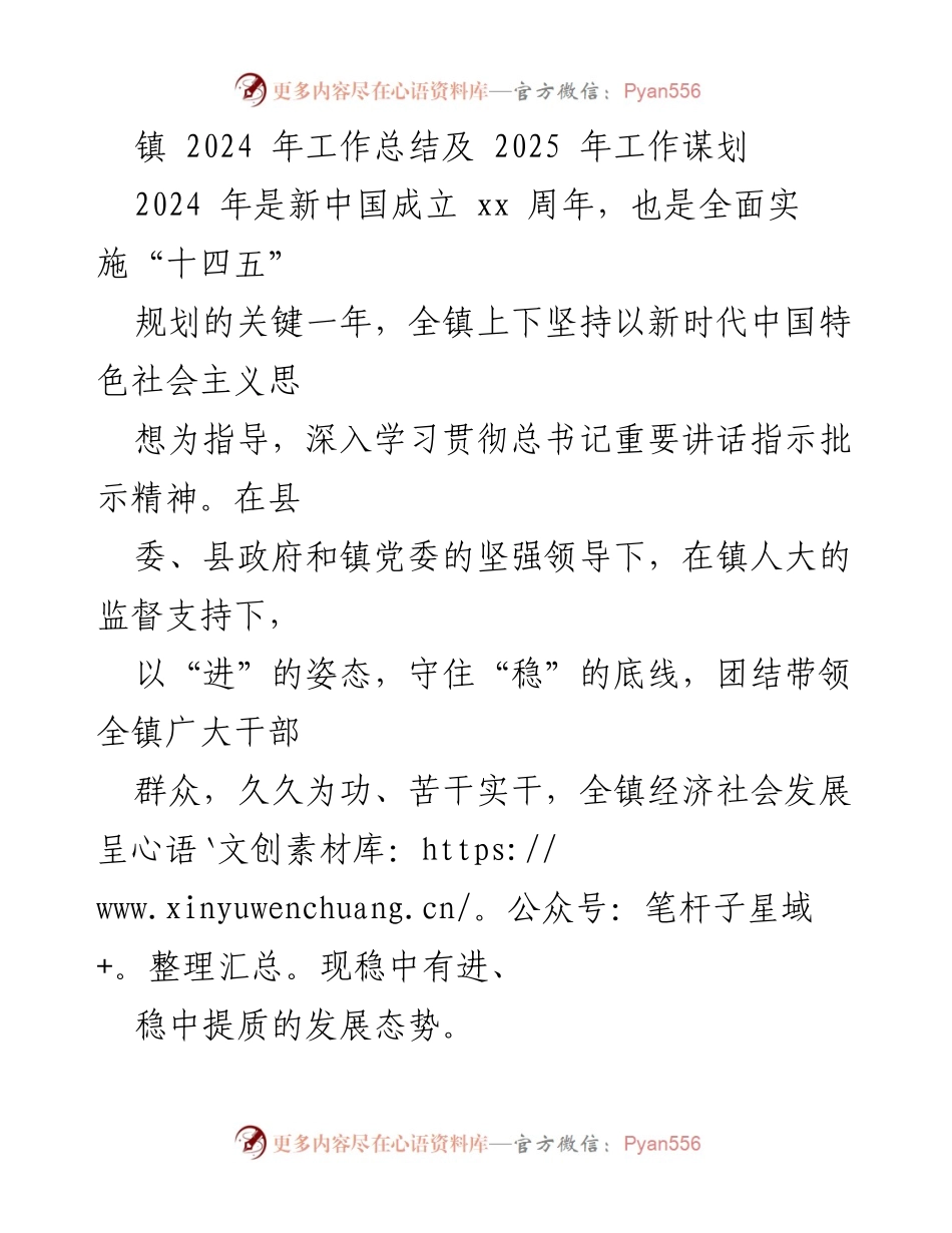 [工作总结] 镇年度工作会议 - 2024年工作总结与2025年发展规划报告.docx_第1页