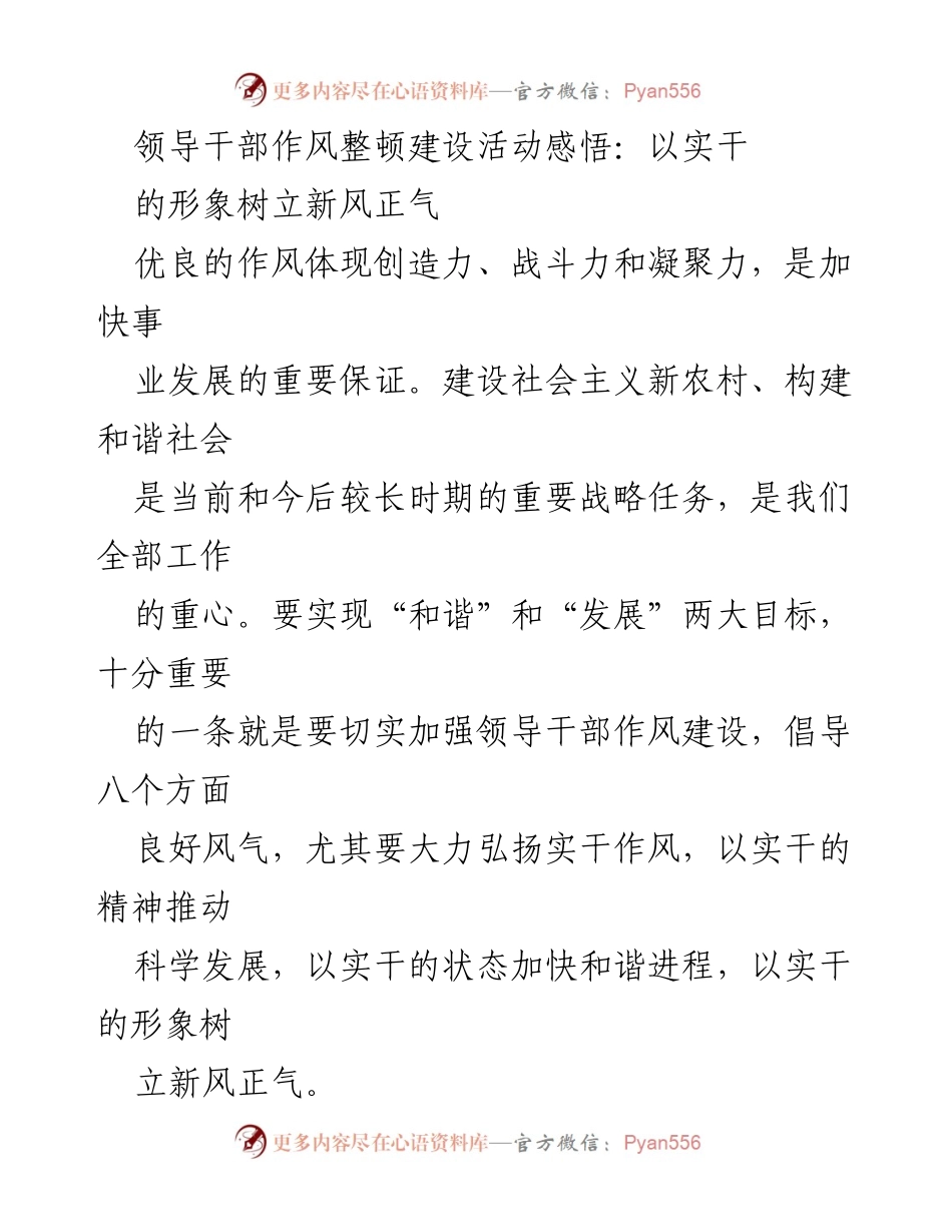 [工作总结] 领导干部作风整顿 - 实干精神推动科学发展与和谐建设.docx_第1页