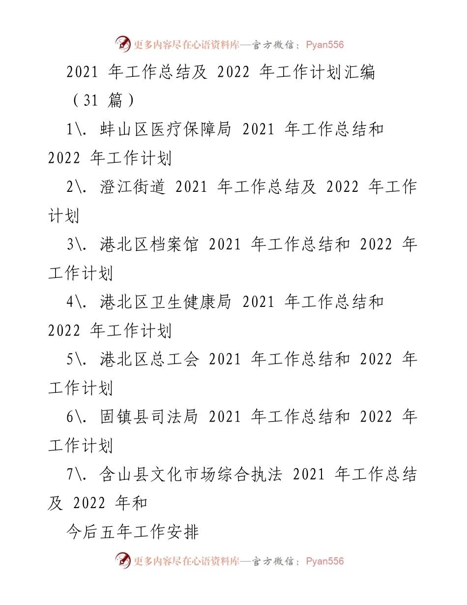 [工作总结与计划] 各部门年度工作汇报 - 2021年工作总结与2022年工作计划汇编.docx_第1页