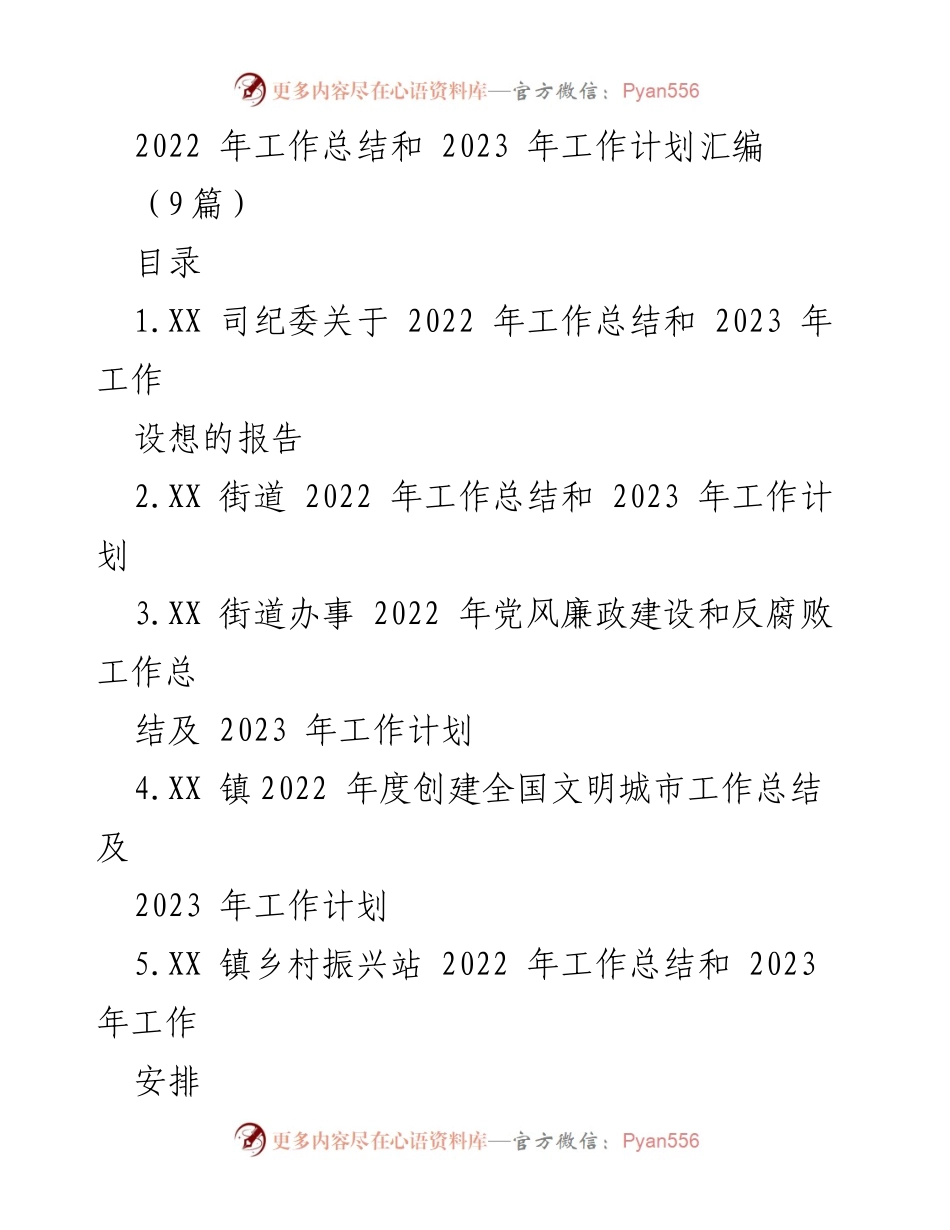 [工作总结与计划] 年度总结会议 - 2022年工作总结与2023年工作计划汇编_3.docx_第1页