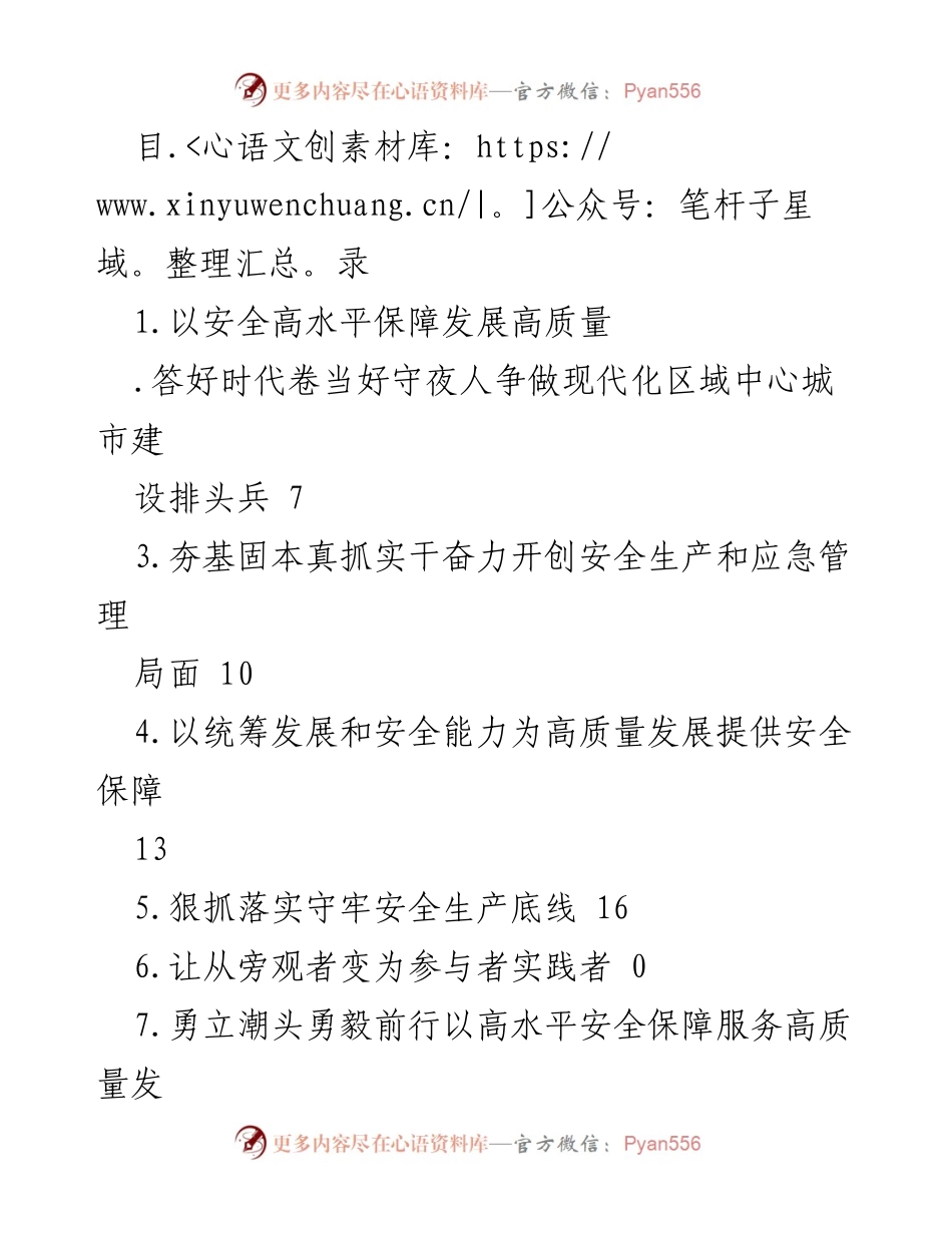 [工作总结] 高水平安全保障促进高质量发展.docx_第1页