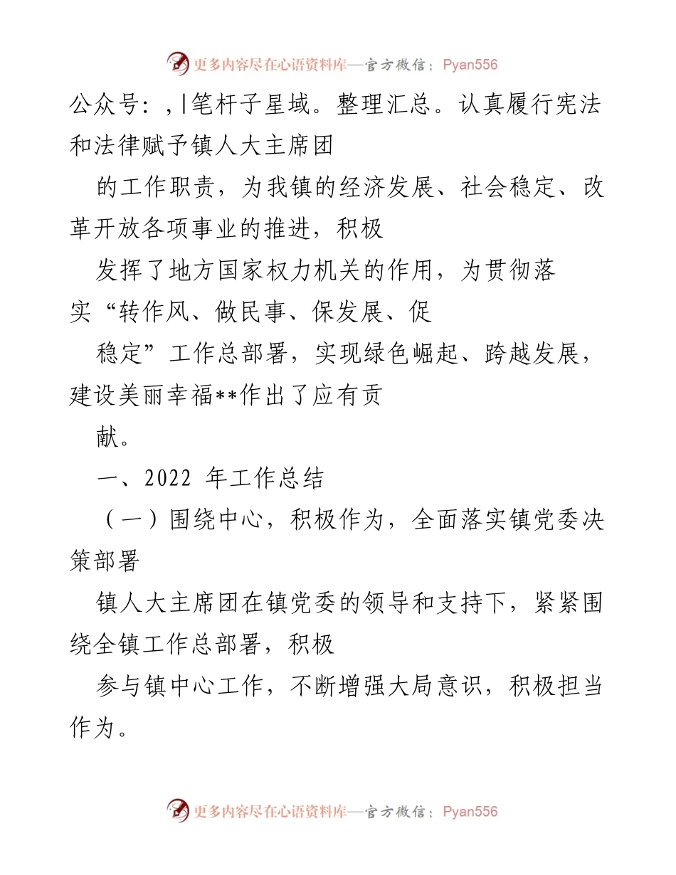 [工作总结] 镇人大 - 2022年镇人大工作总结与2023年工作规划.docx_第2页