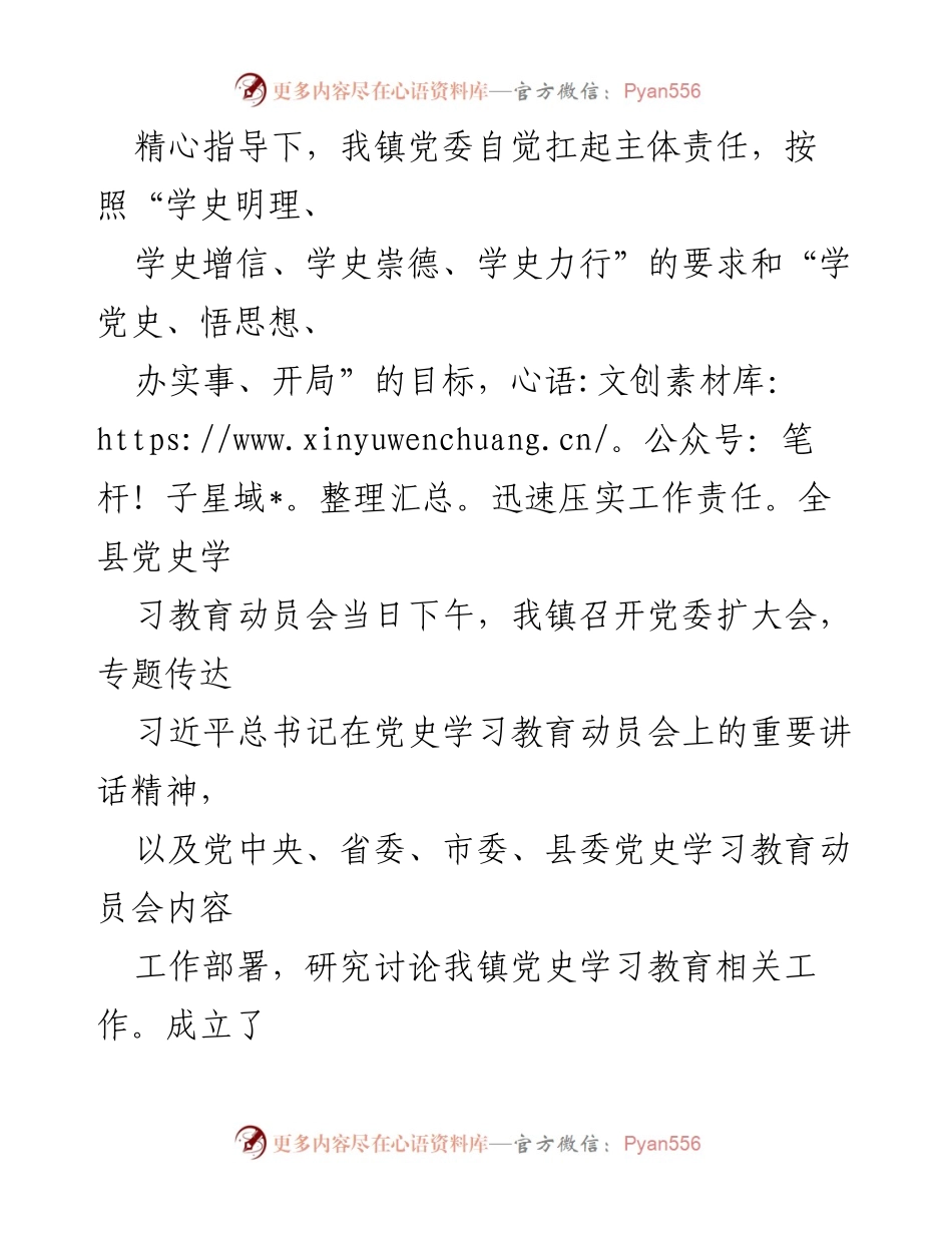 [工作总结] 镇党史学习教育 - 镇党委党史学习教育阶段性总结汇报.docx_第2页