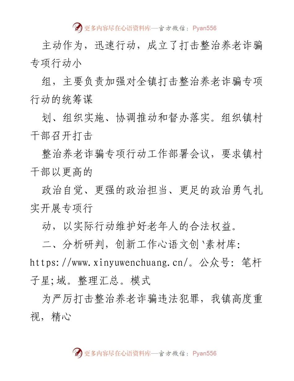 [工作总结] 镇级工作 - 西斗铺镇打击整治养老诈骗专项行动工作亮点报告.docx_第2页