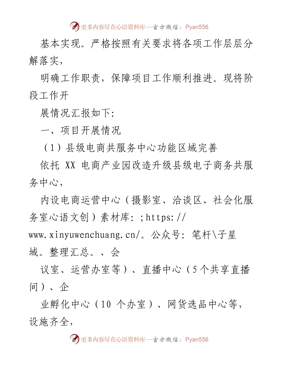 [工作总结] 项目推进 - XX县电子商务进农村综合示范项目阶段开展情况汇报.docx_第2页