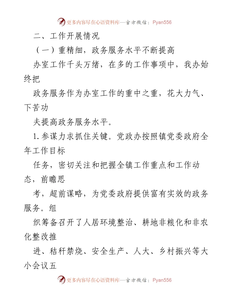 [工作总结] 镇党政办 - 2023 年上半年工作情况汇报.docx_第2页