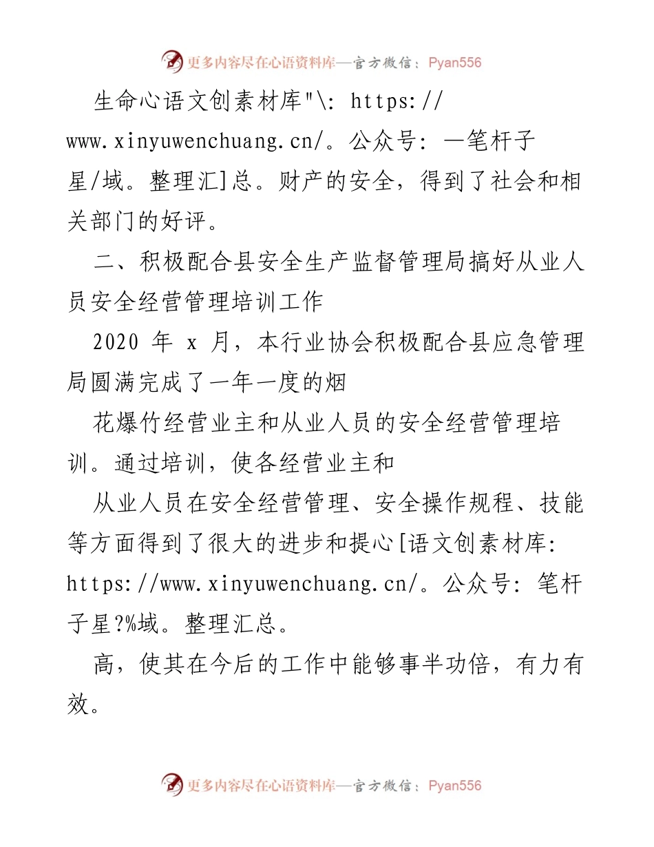 [工作总结] 行业协会年度工作 - 2020年度烟花爆竹安全经营管理工作总结.docx_第2页