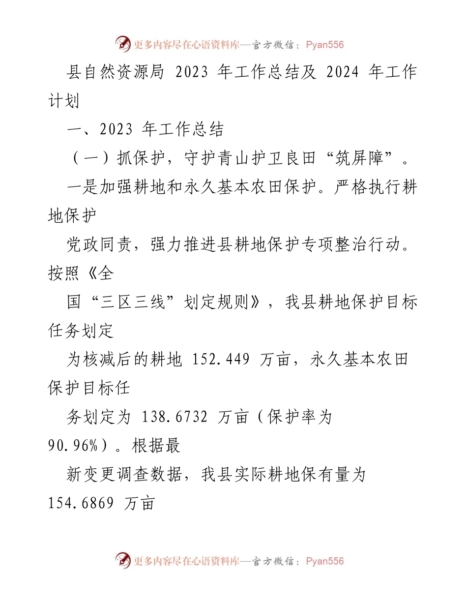 [工作总结] 自然资源局 - 2023年工作总结与2024年工作计划_2.docx_第1页