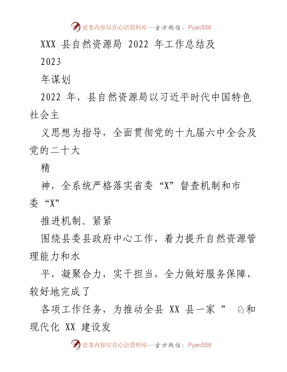 [工作总结] 自然资源局 - 2022年工作总结及2023年谋划.docx_第1页