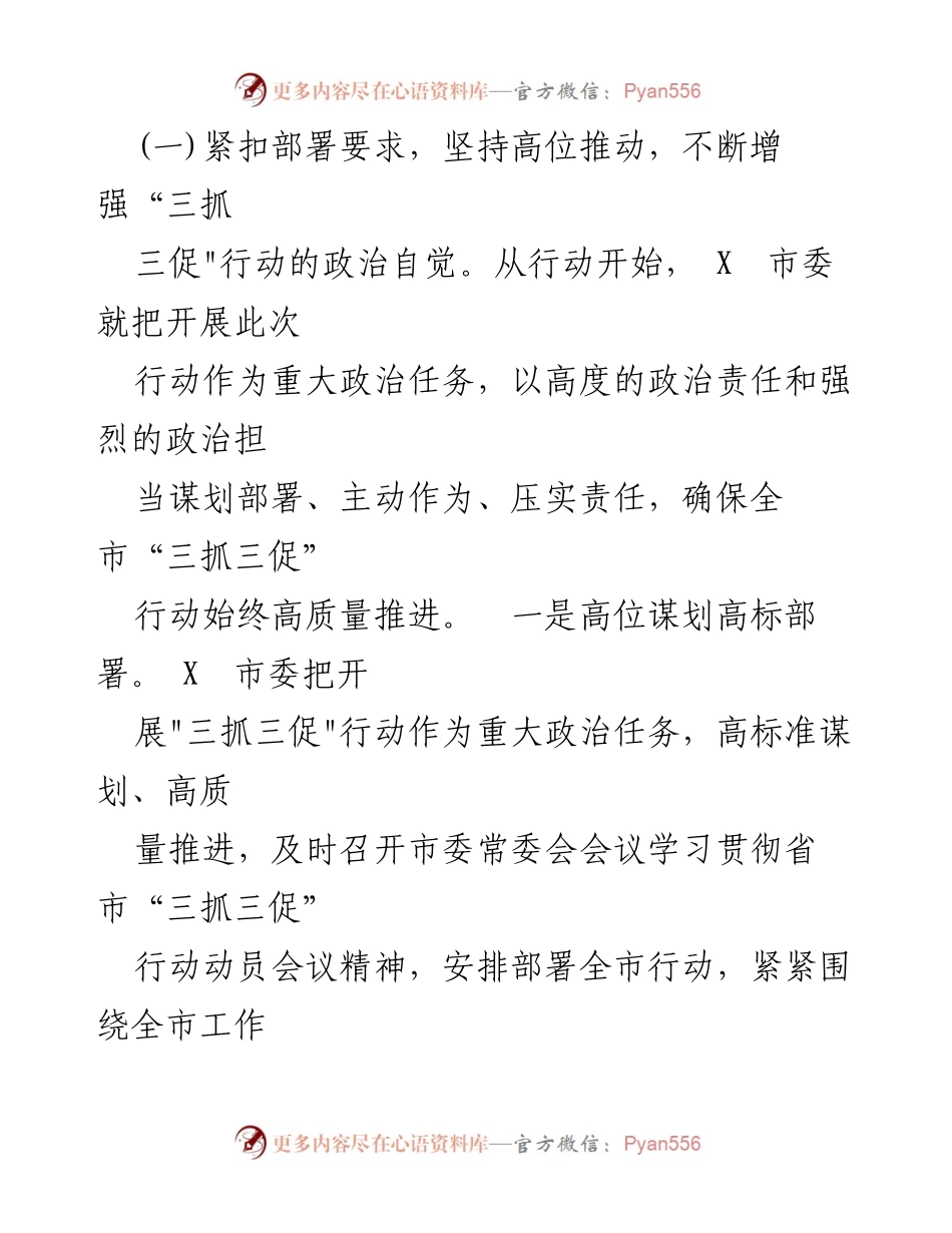 [工作总结] 行动开展情况 - X市“三抓三促”行动开展情况报告.docx_第2页
