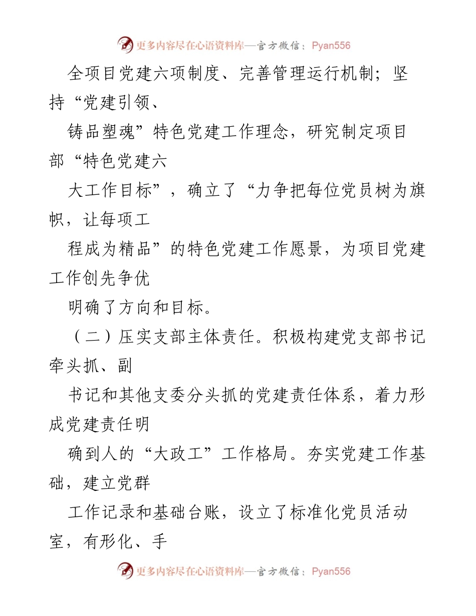 [工作总结] 项目党支部 - 2021年党建工作总结报告.docx_第2页