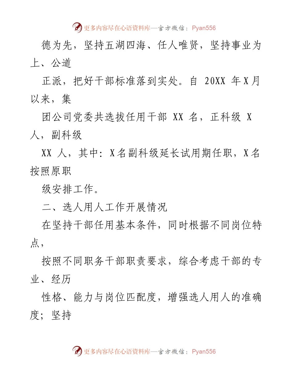 [工作总结] 选人用人工作专题 - 集团公司选人用人工作情况汇报.docx_第2页