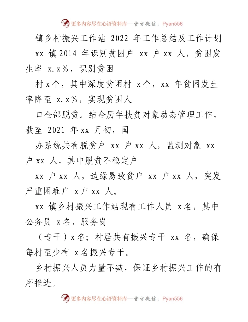[工作总结] 镇乡村振兴工作站 - 2022年乡村振兴工作总结与未来计划.docx_第1页