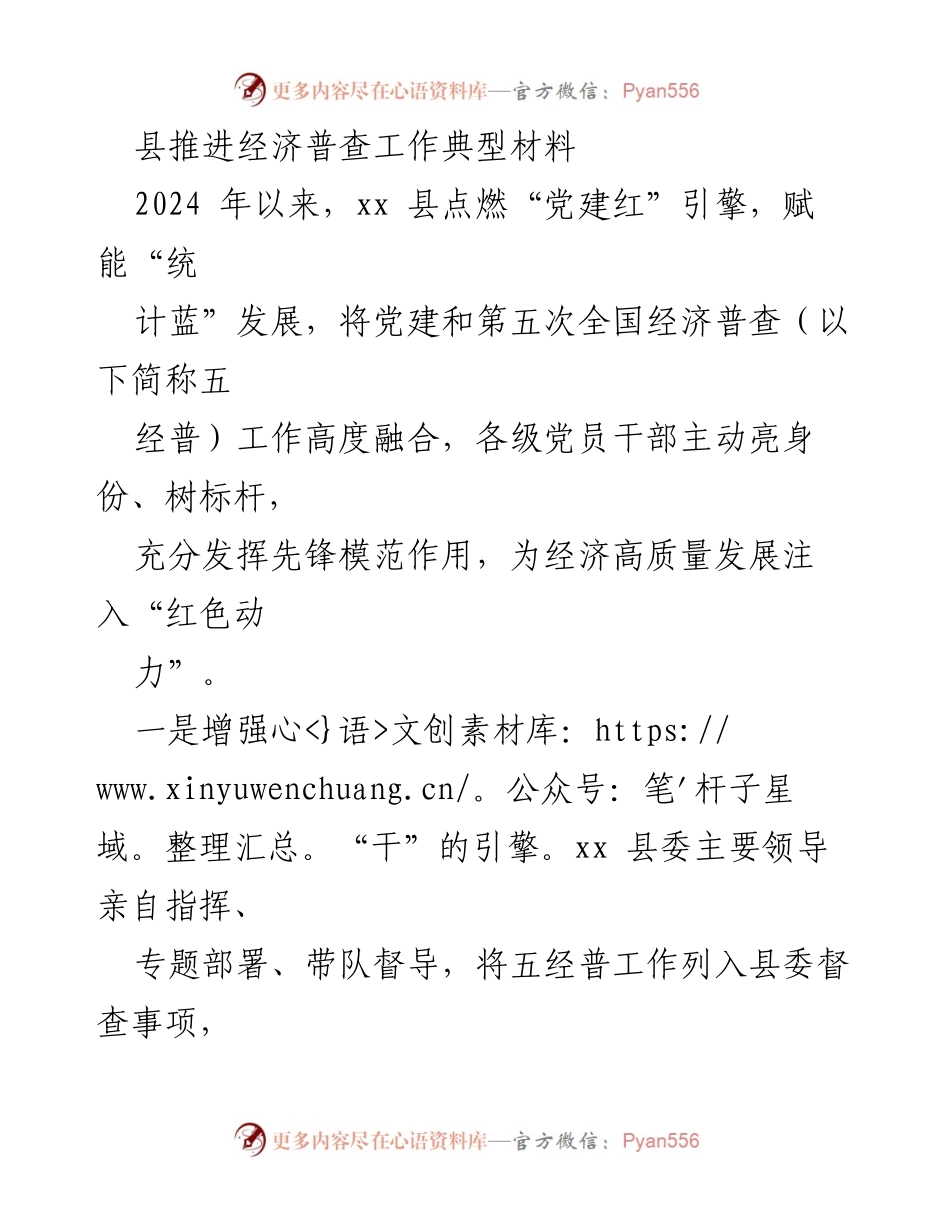 [工作总结] 经济普查工作推进 - 党建引领下的经济普查工作实践与成效.docx_第1页