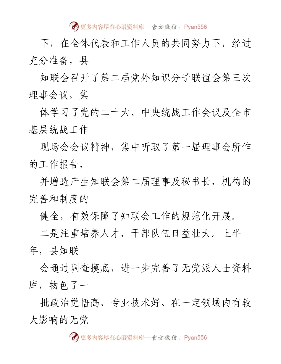 [工作总结] 统战工作会 - 2023年全县统战工作进展汇报.docx_第2页