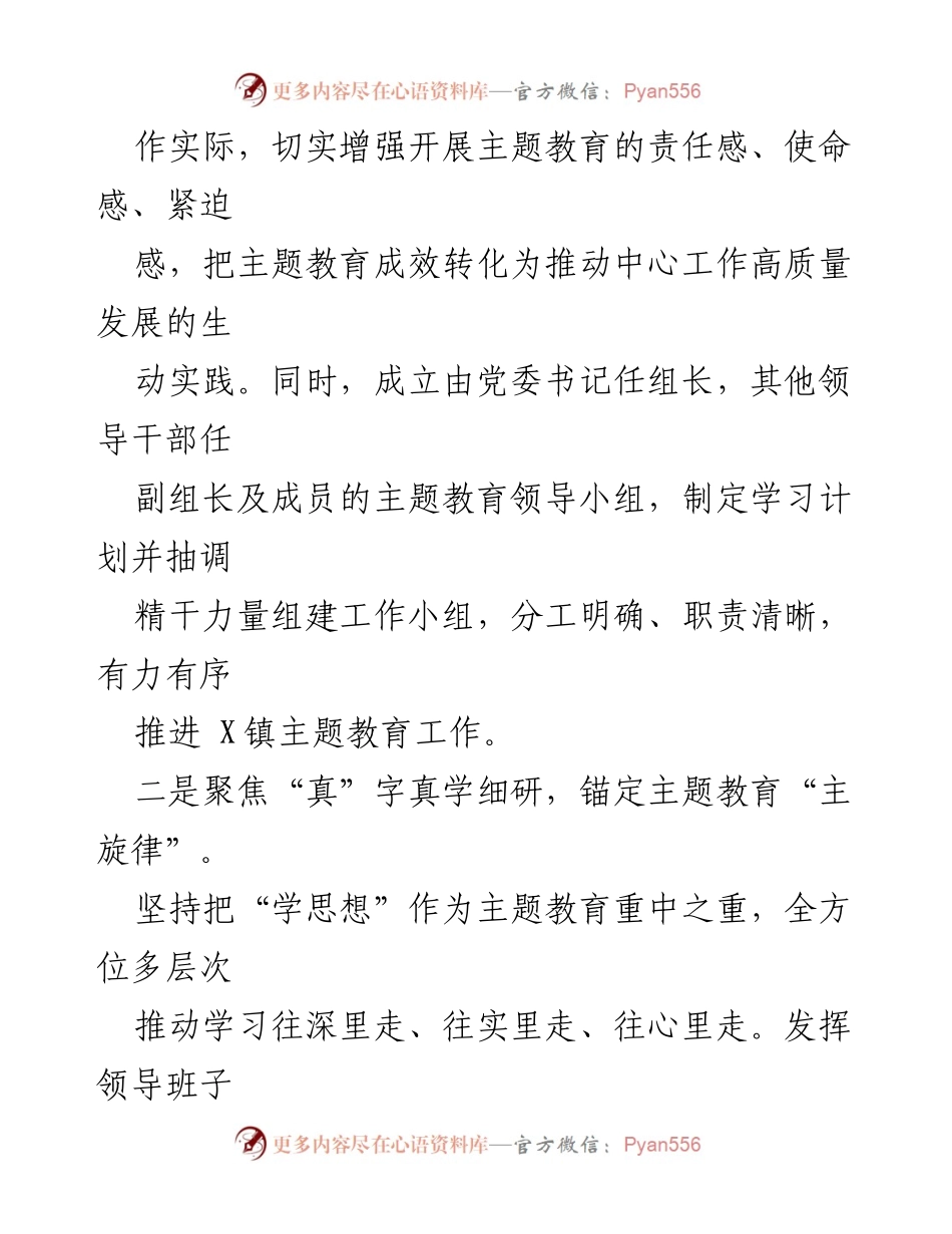 [工作总结] 镇主题教育工作 - X镇主题教育工作开展情况汇报.docx_第2页