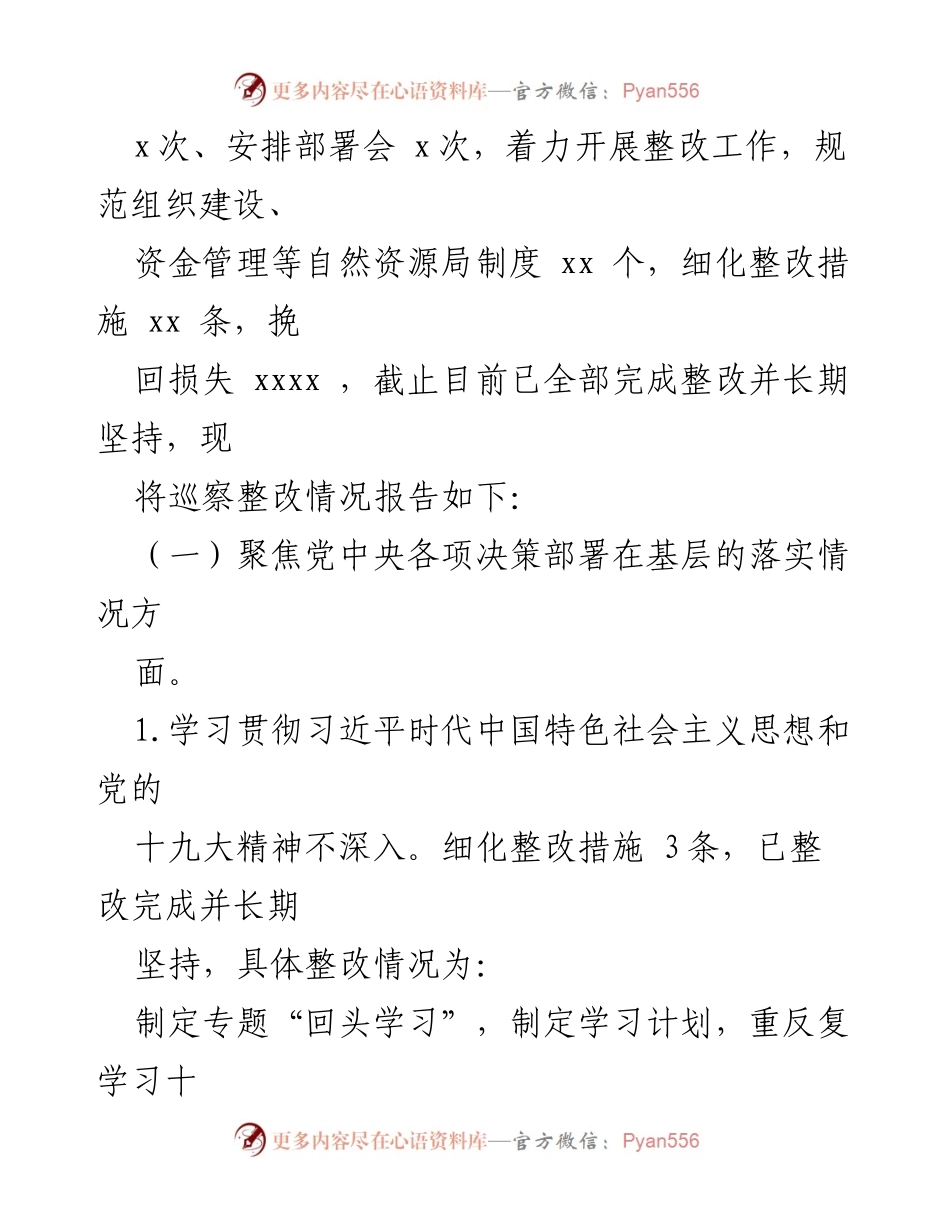 [工作总结] 自然资源局 - 巡察反馈意见整改落实情况报告.docx_第2页