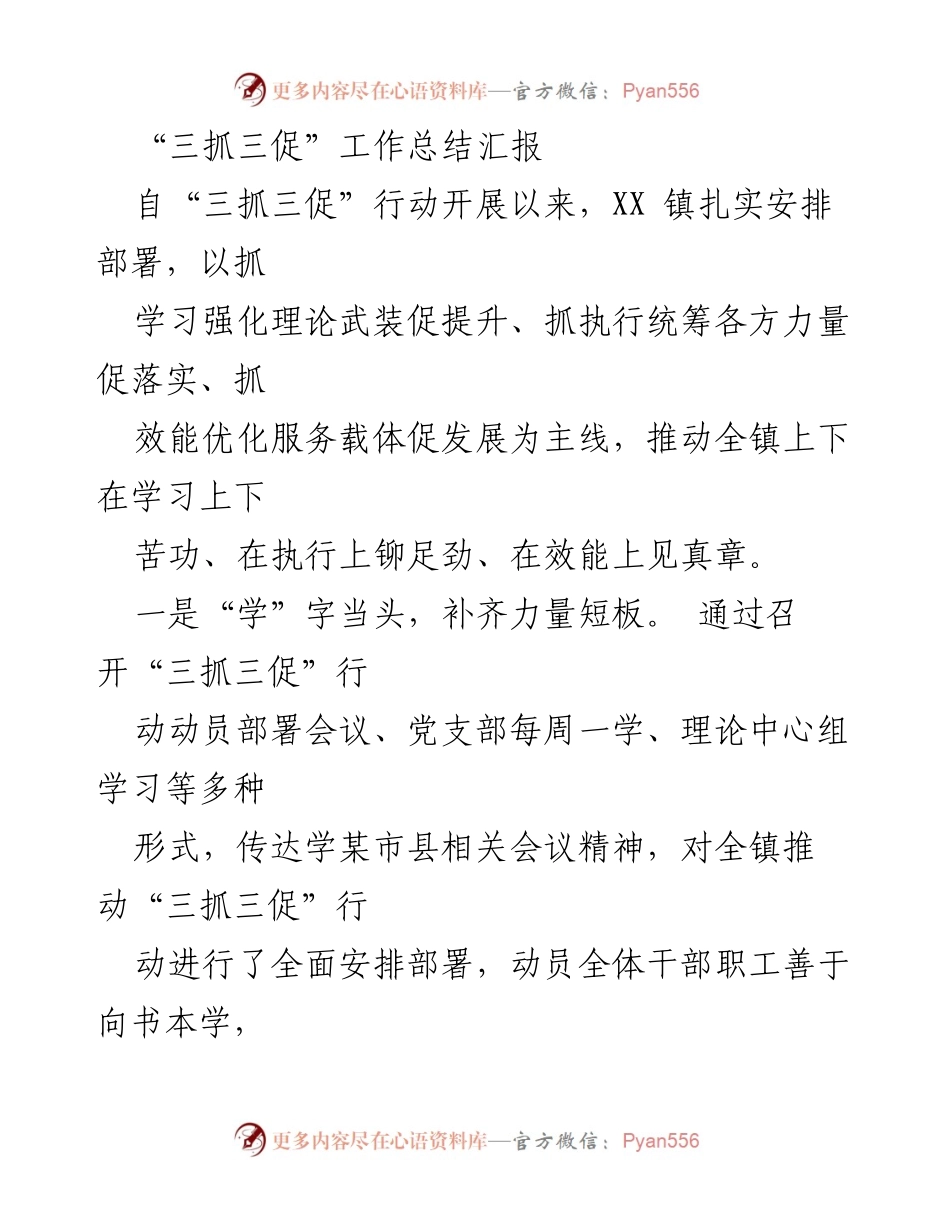 [工作总结] 镇政府 - “三抓三促”行动实施成效总结报告.docx_第1页