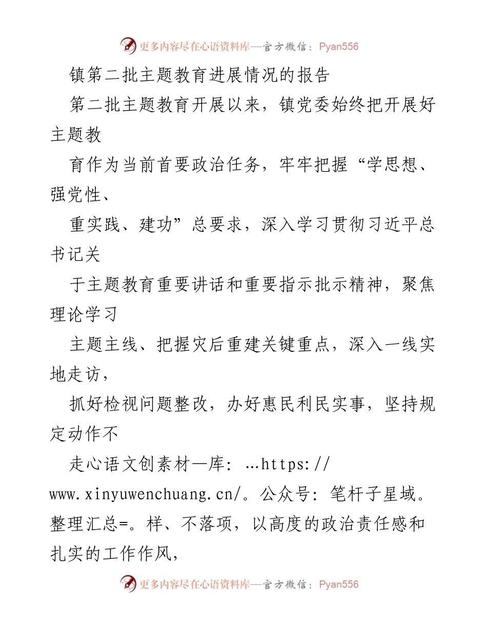 [工作总结] 镇党委 - 第二批主题教育开展情况总结报告.docx_第1页
