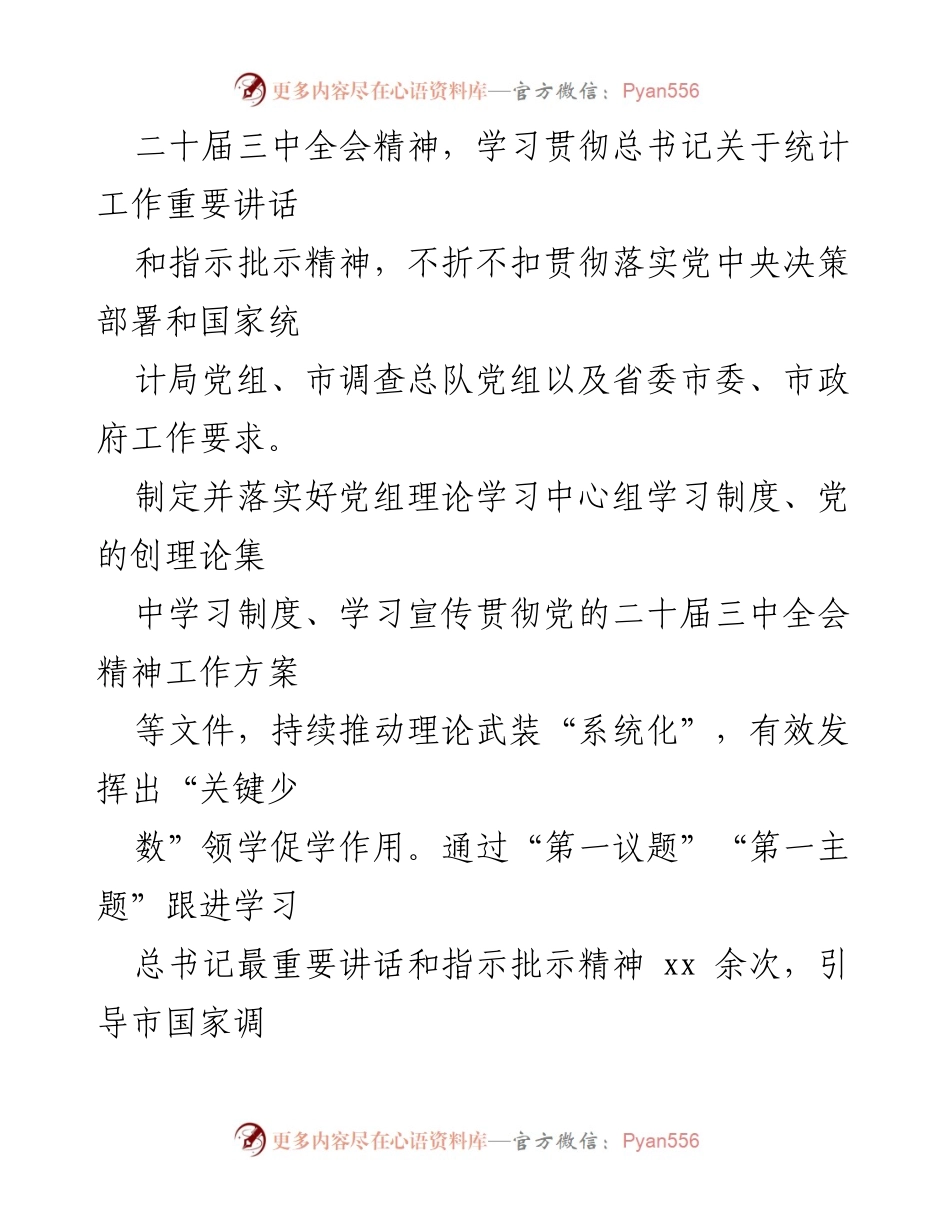 [工作报告] 市统计局年度述职 - 2024年度党建工作述职报告.docx_第2页