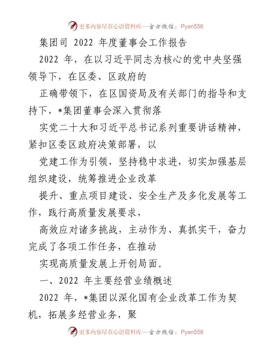 [工作报告] 集团董事会 - 2022年度董事会工作报告总结与展望.docx_第1页