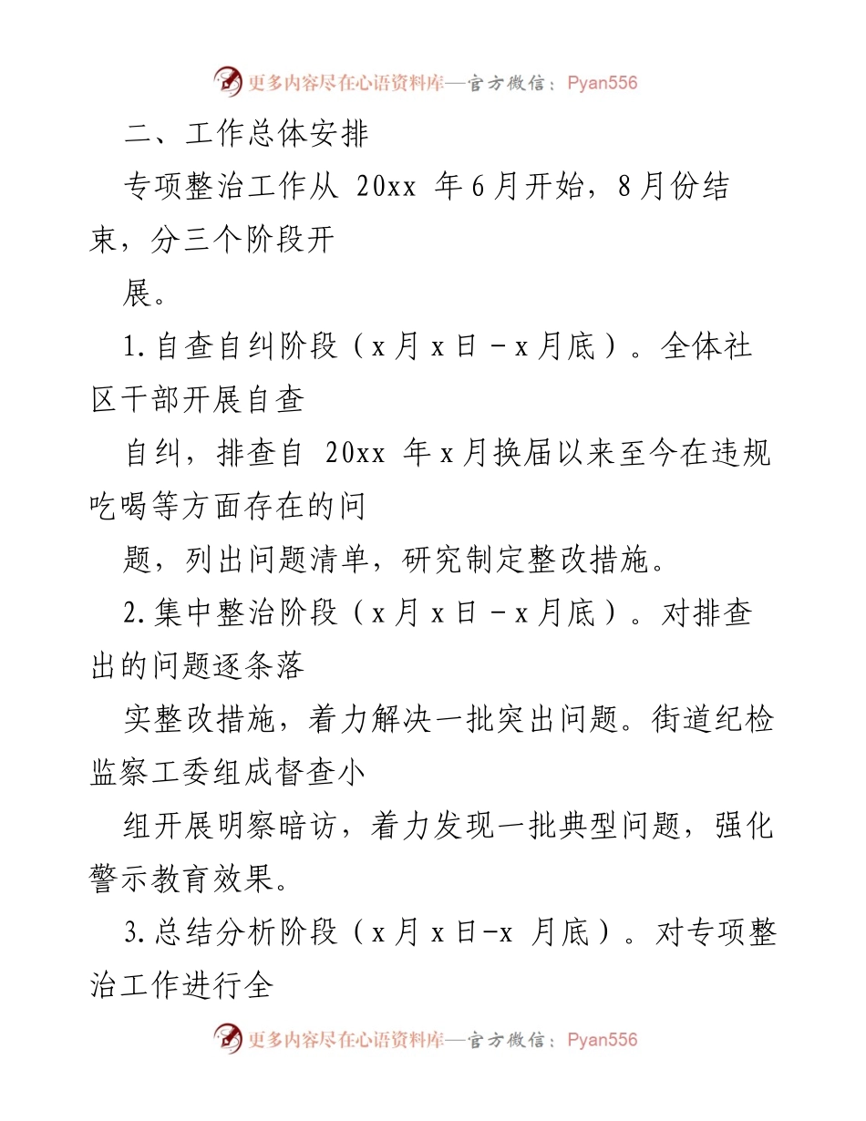 [工作方案] 社区干部专项整治 - 开展社区干部违规吃喝问题专项整治工作方案.docx_第2页