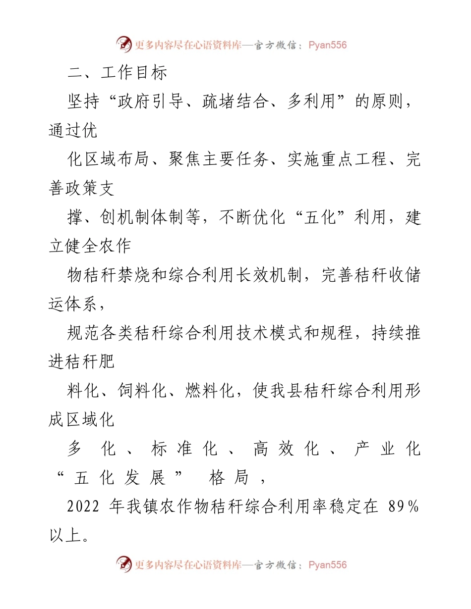 [工作方案] 农业管理 - 2022年xx镇秸秆禁烧及综合利用工作实施方案.docx_第2页