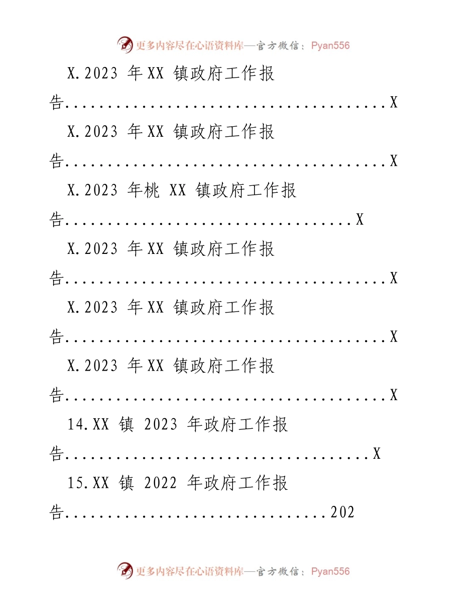[工作报告] 政府年度总结 - XX 镇 2023 年政府工作报告汇编_1.docx_第2页