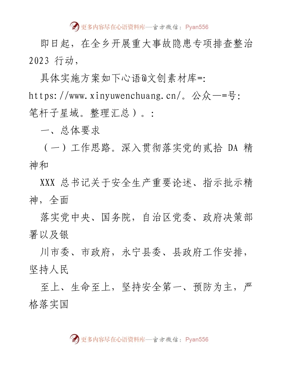 [工作方案] 安全生产 - XX乡重大事故隐患专项排查整治2023行动实施方案.docx_第2页