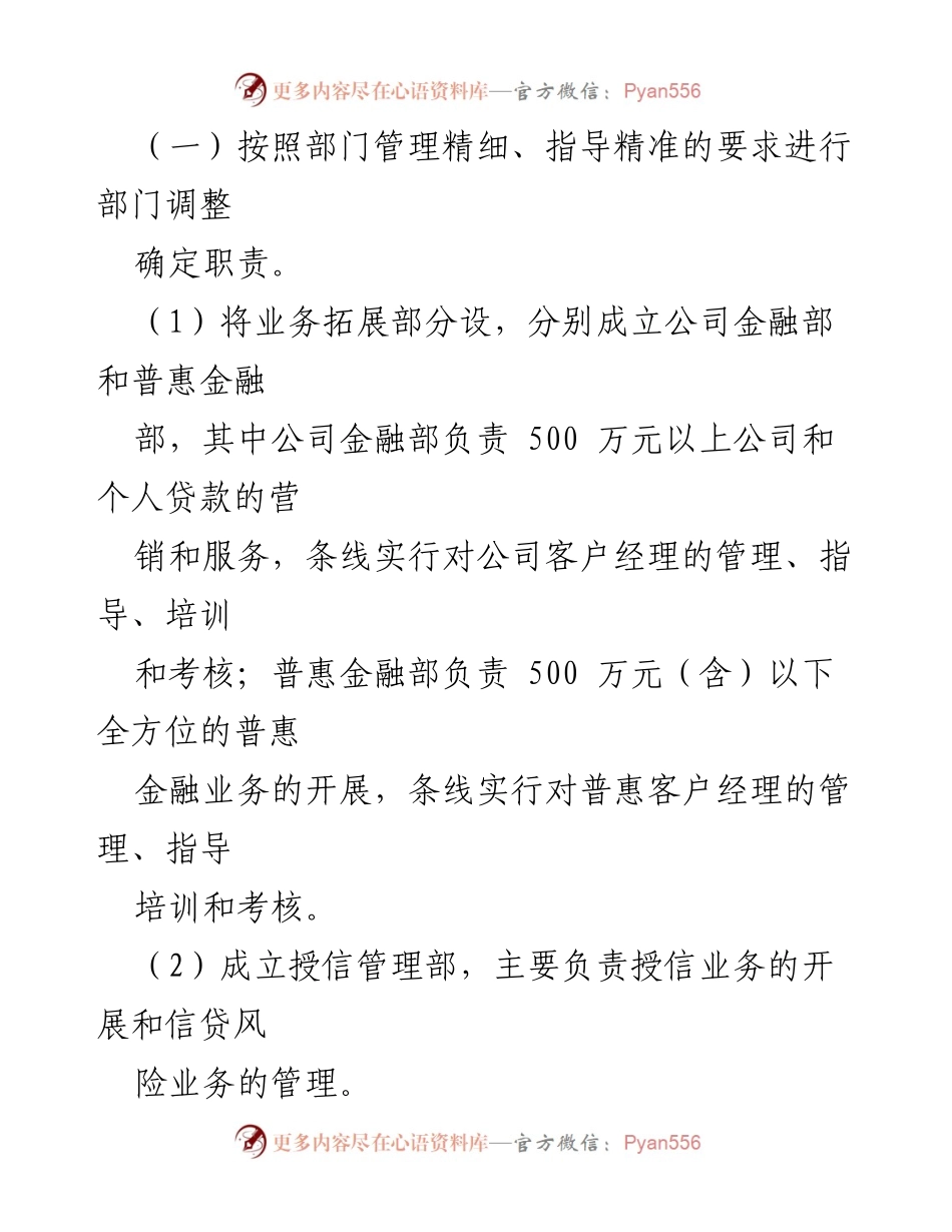 [工作方案] 信贷管理 - 信贷组织架构与管理模式优化调整方案.docx_第2页